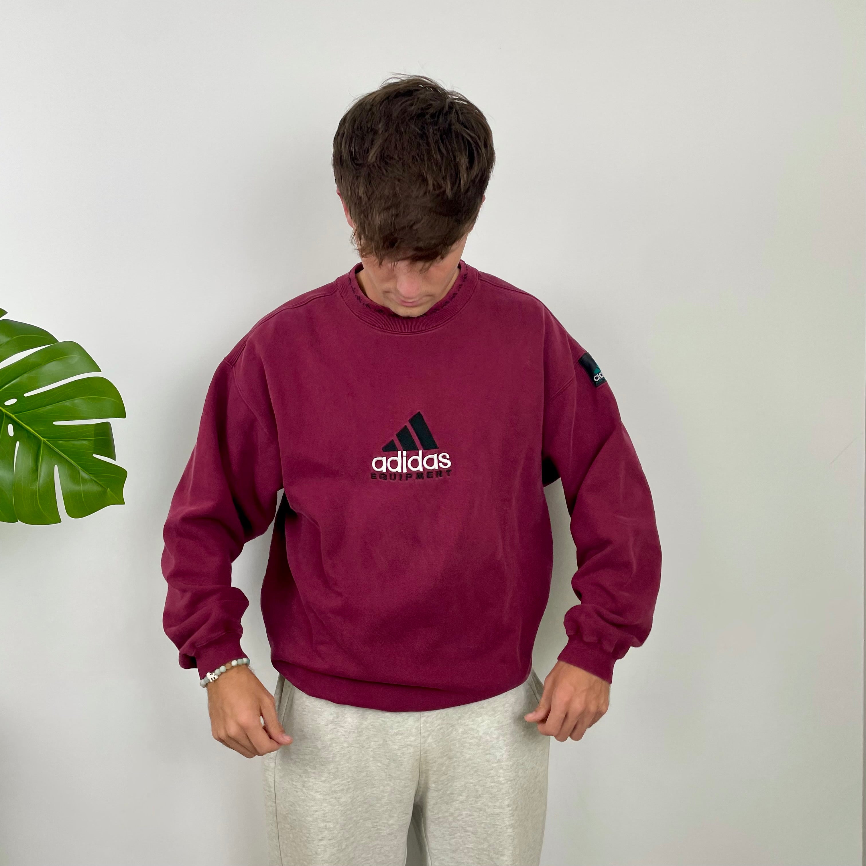 Adidas Equipment RARE Red Embroidered Spell Out Sweatshirt (L)