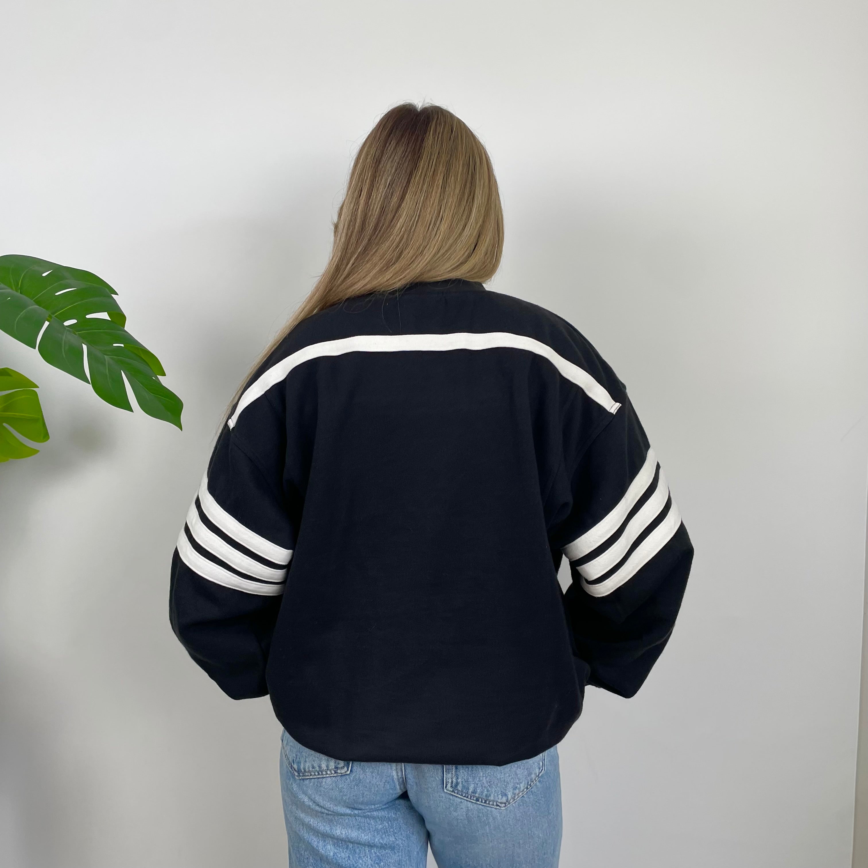 Adidas Black Embroidered Spell Out Sweatshirt (L)
