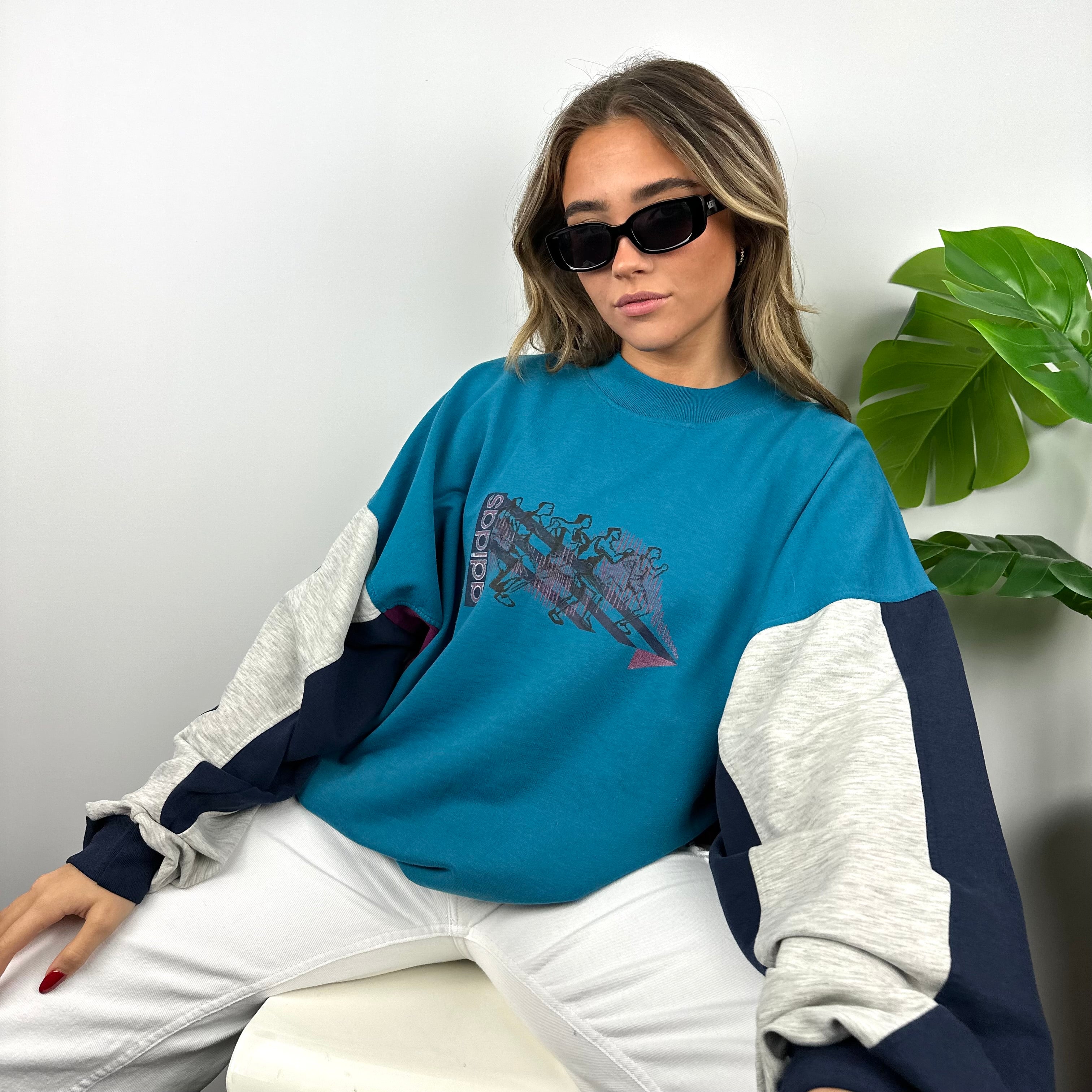 Adidas Blue Spell Out Sweatshirt (XL)