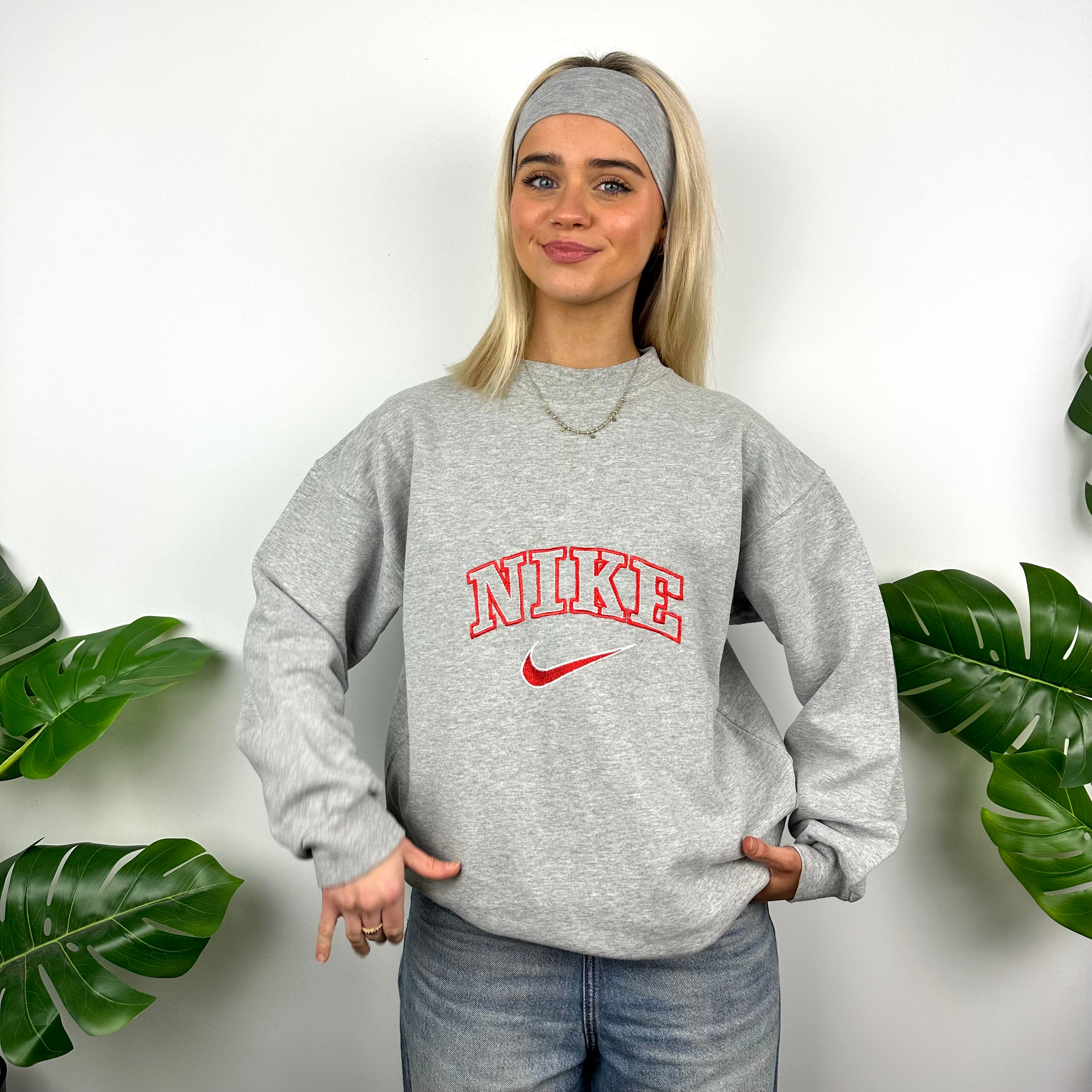 Nike Grey Embroidered Spell Out Sweatshirt (M)