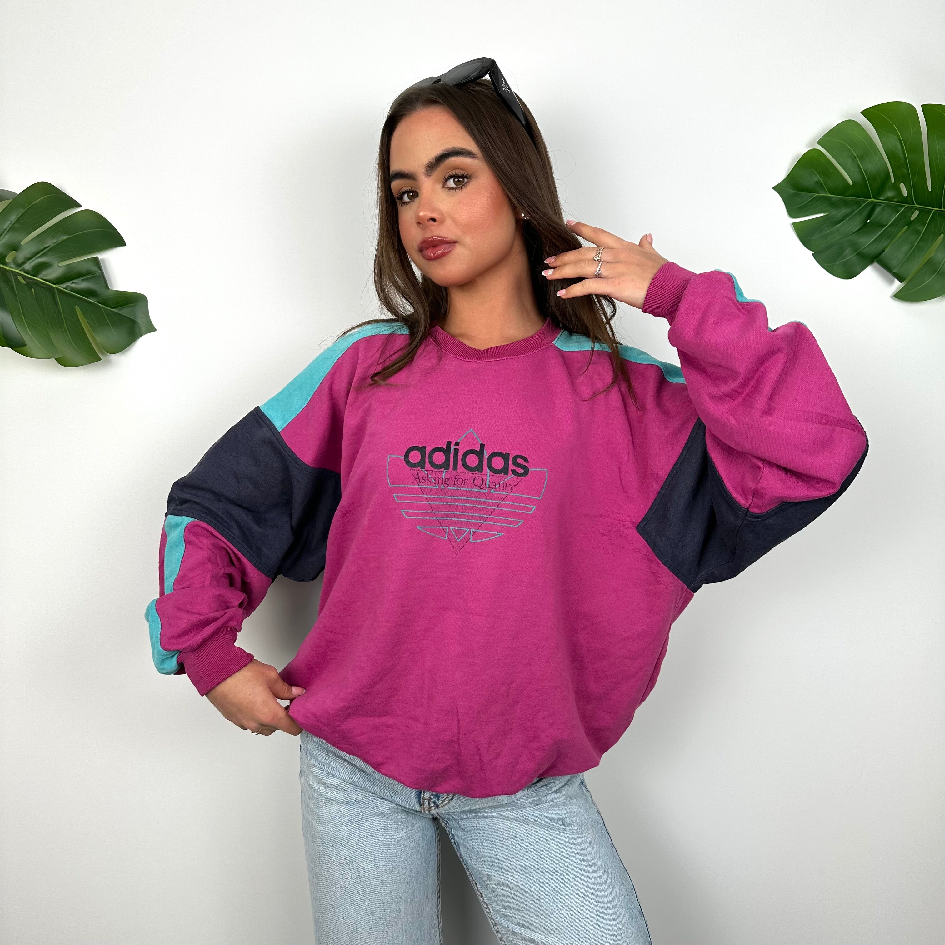 Adidas Pink Spell Out Sweatshirt (M)