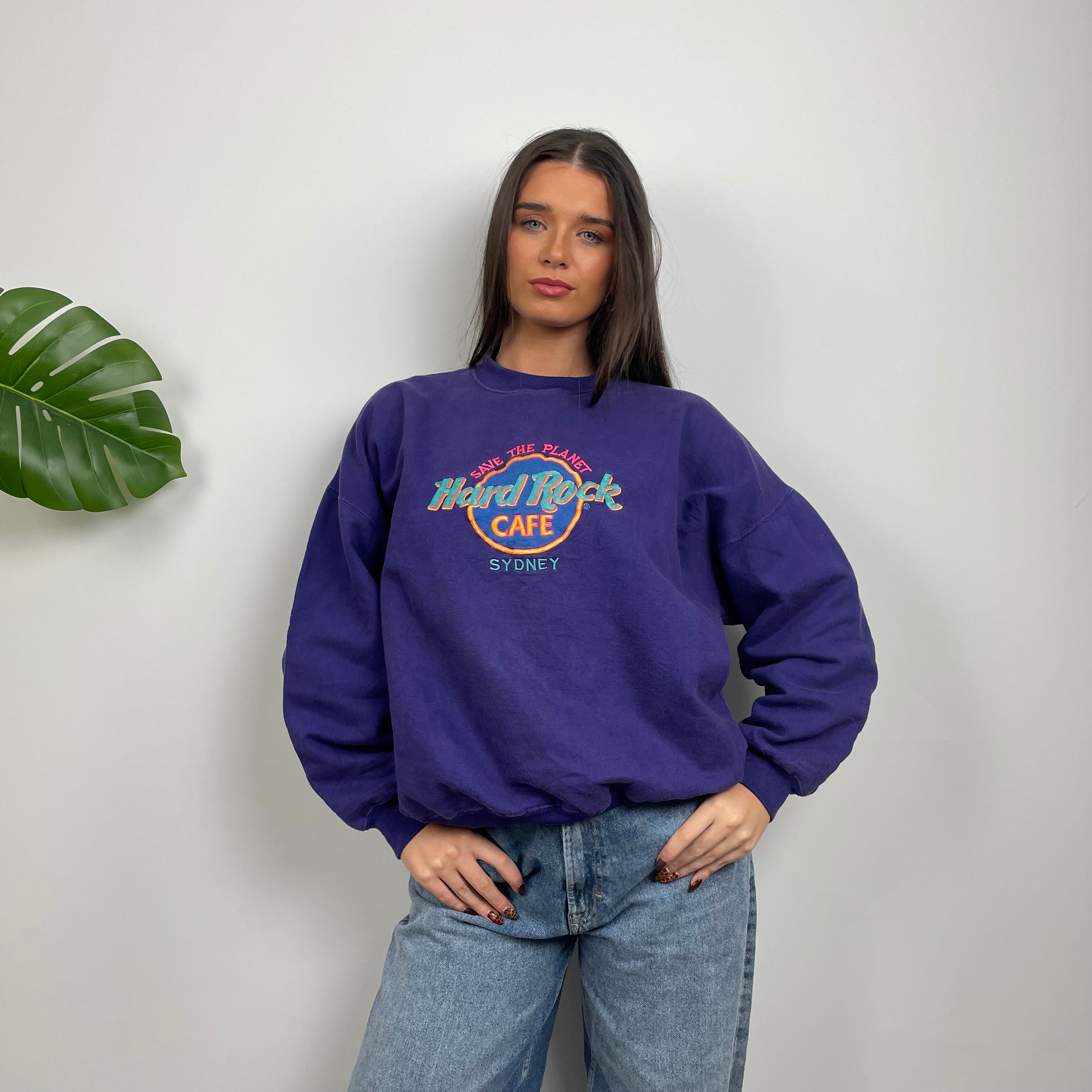 Hard Rock Cafe Sydney Purple Spell Out Sweatshirt (M)