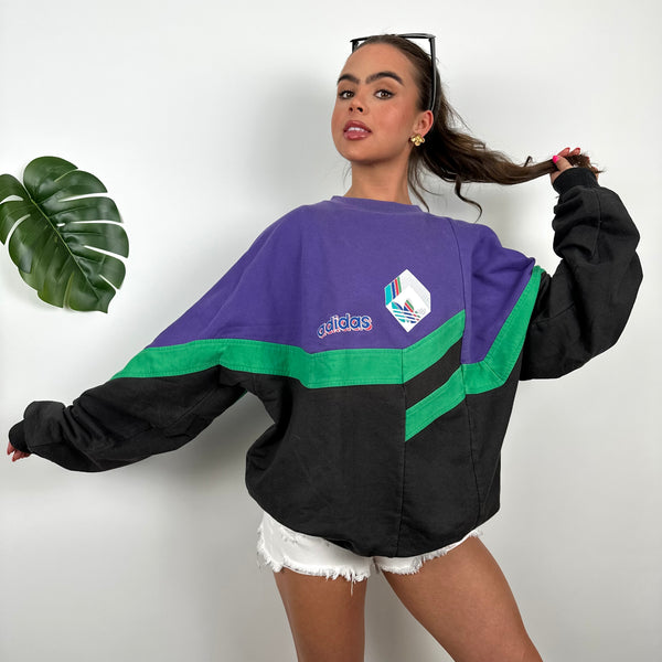 Adidas Purple Colour Block Sweatshirt (M)