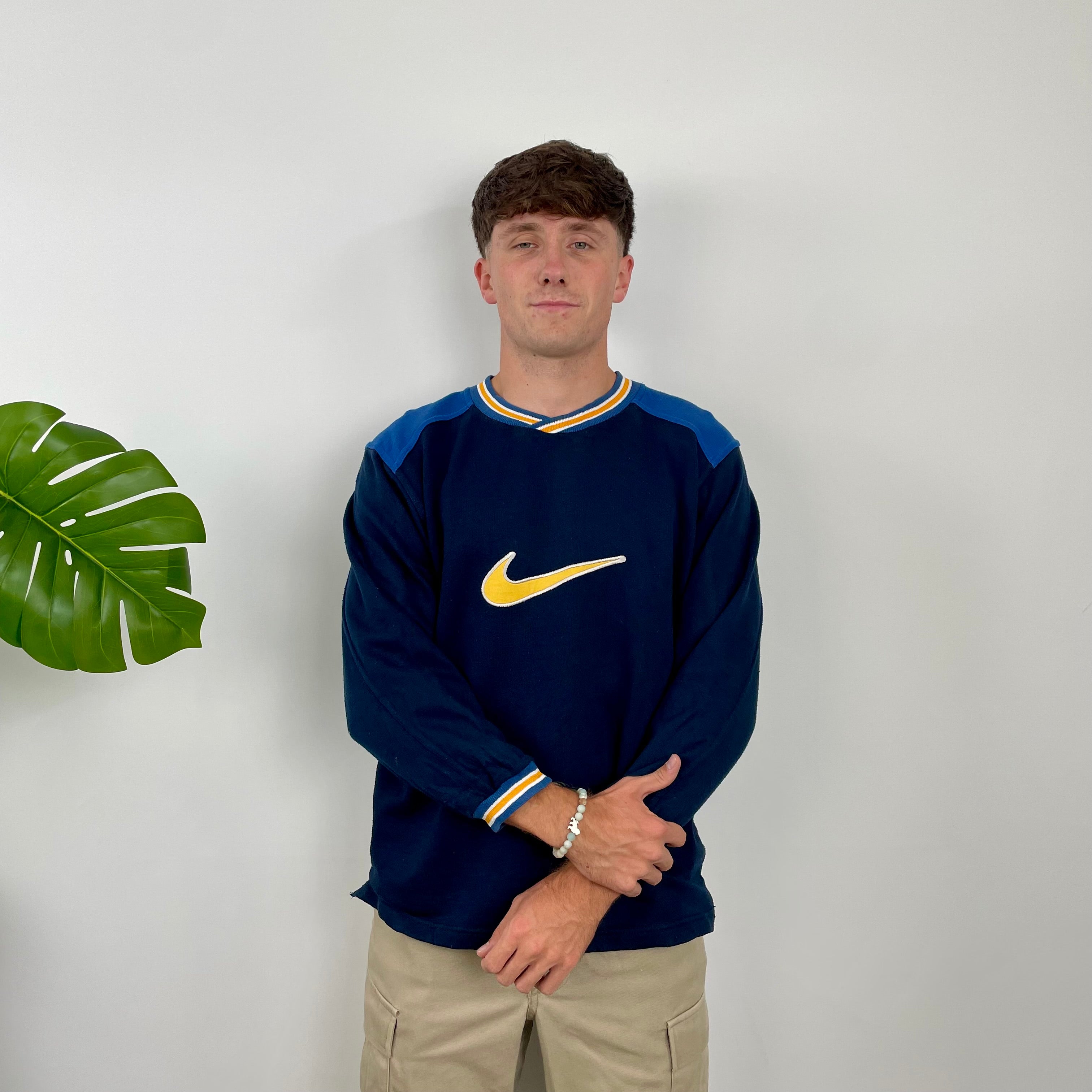 Nike RARE Blue Embroidered Swoosh Sweatshirt (S)