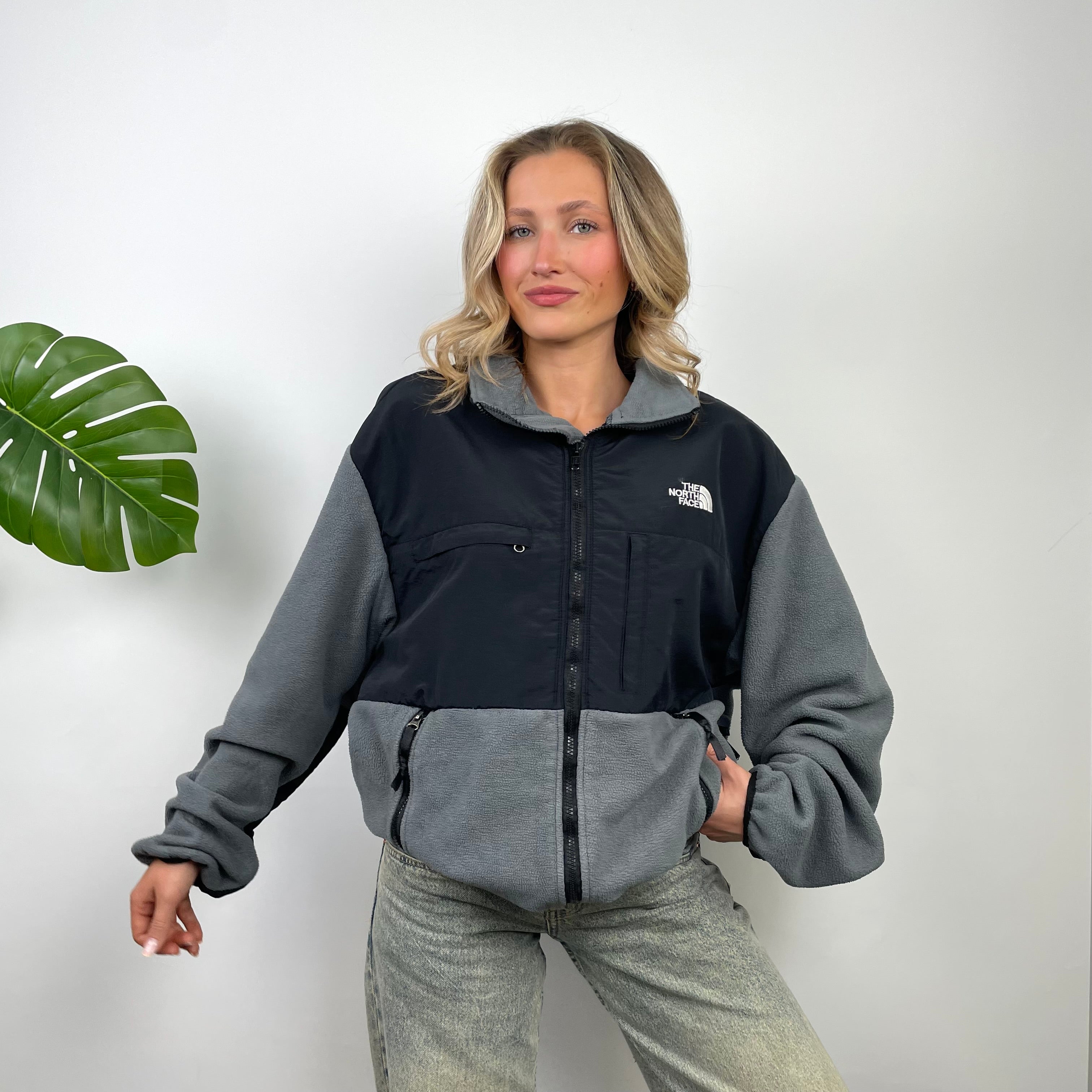 North Face Grey Denali Teddy Bear Fleece Zip Up Jacket (XL)