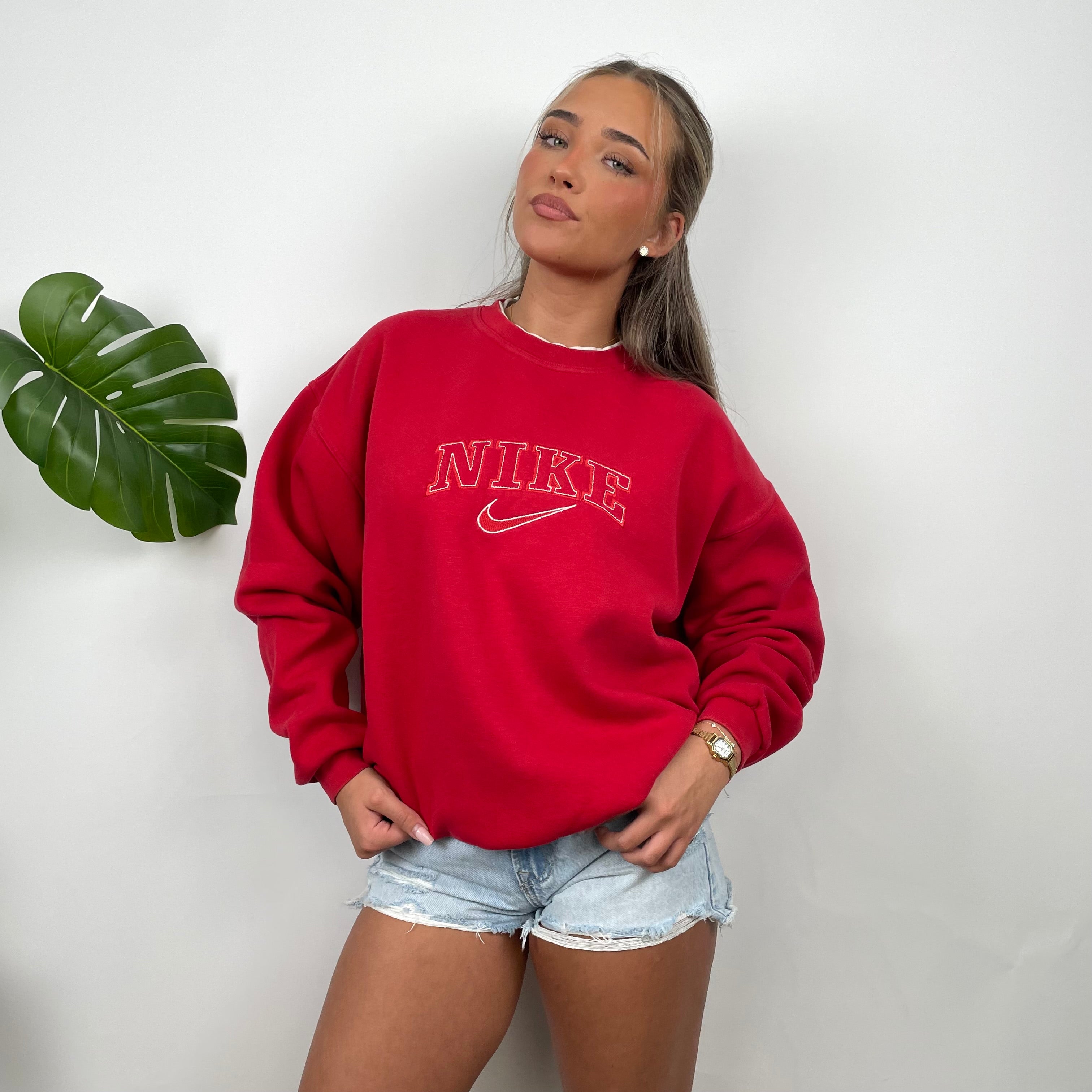 Nike Red Embroidered Spell Out Sweatshirt (L)