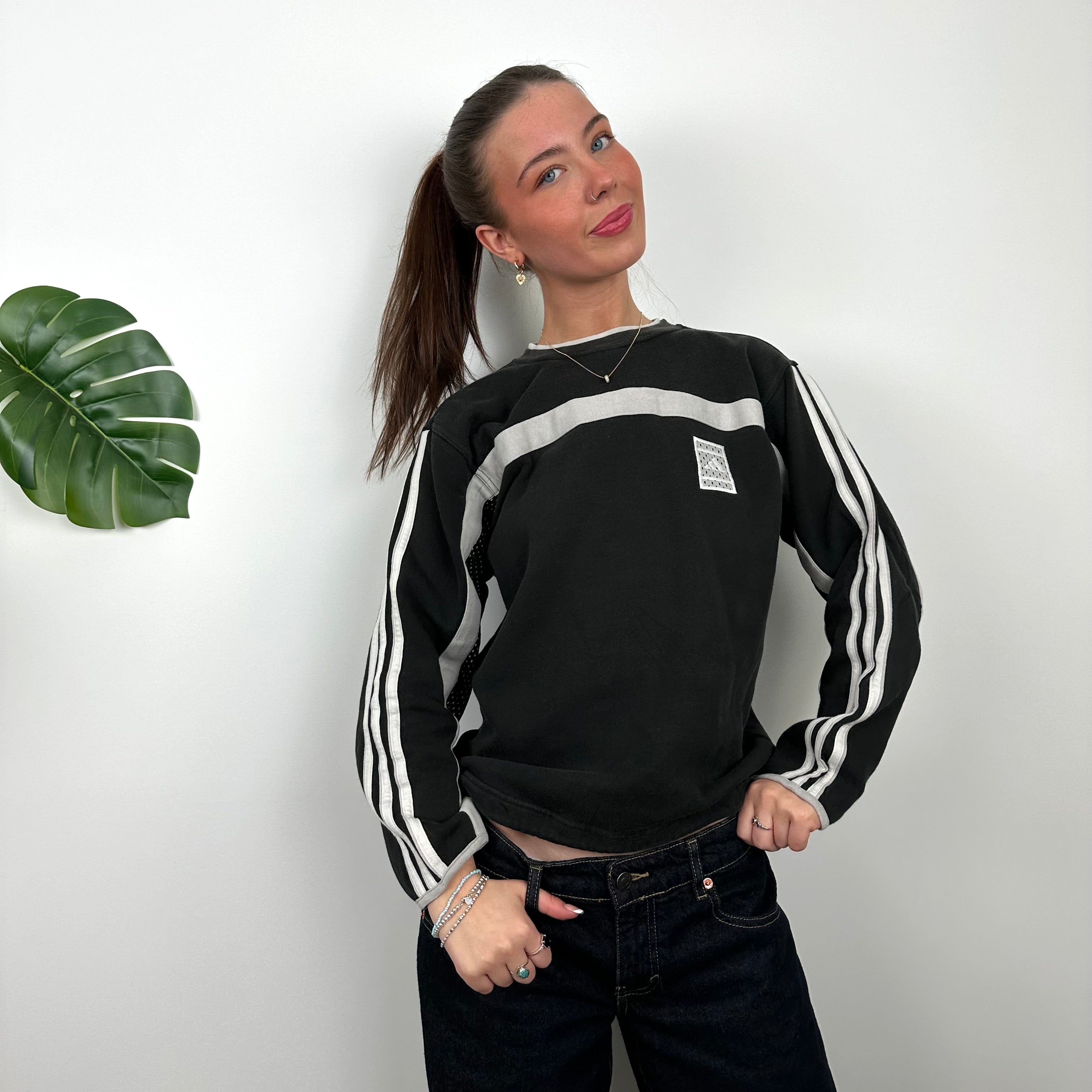 Adidas Black Embroidered Spell Out Sweatshirt (S)