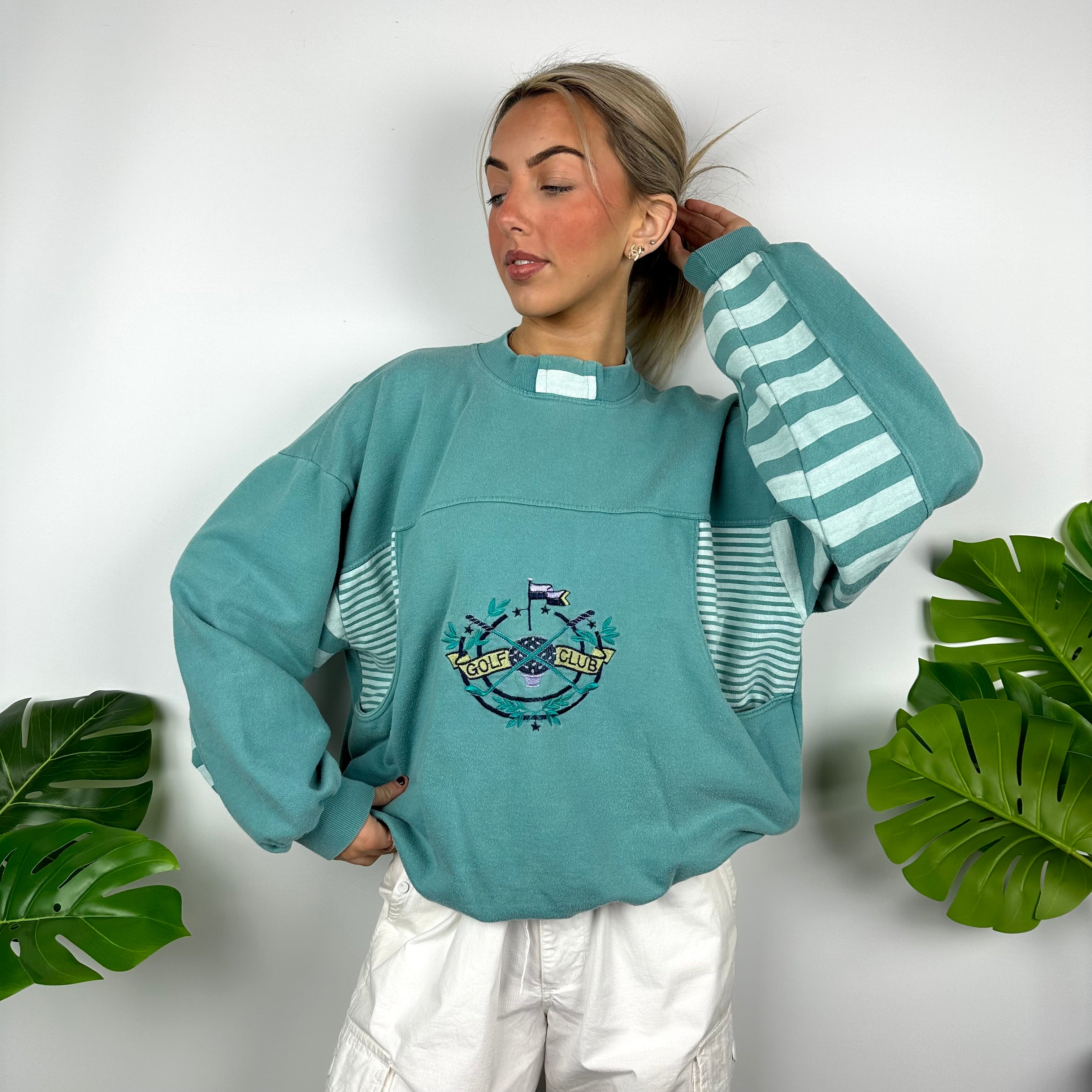 Adidas Golf Mint Green Embroidered Spell Out Sweatshirt (L)