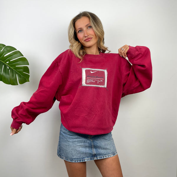 Nike Red Embroidered Swoosh Sweatshirt (L)