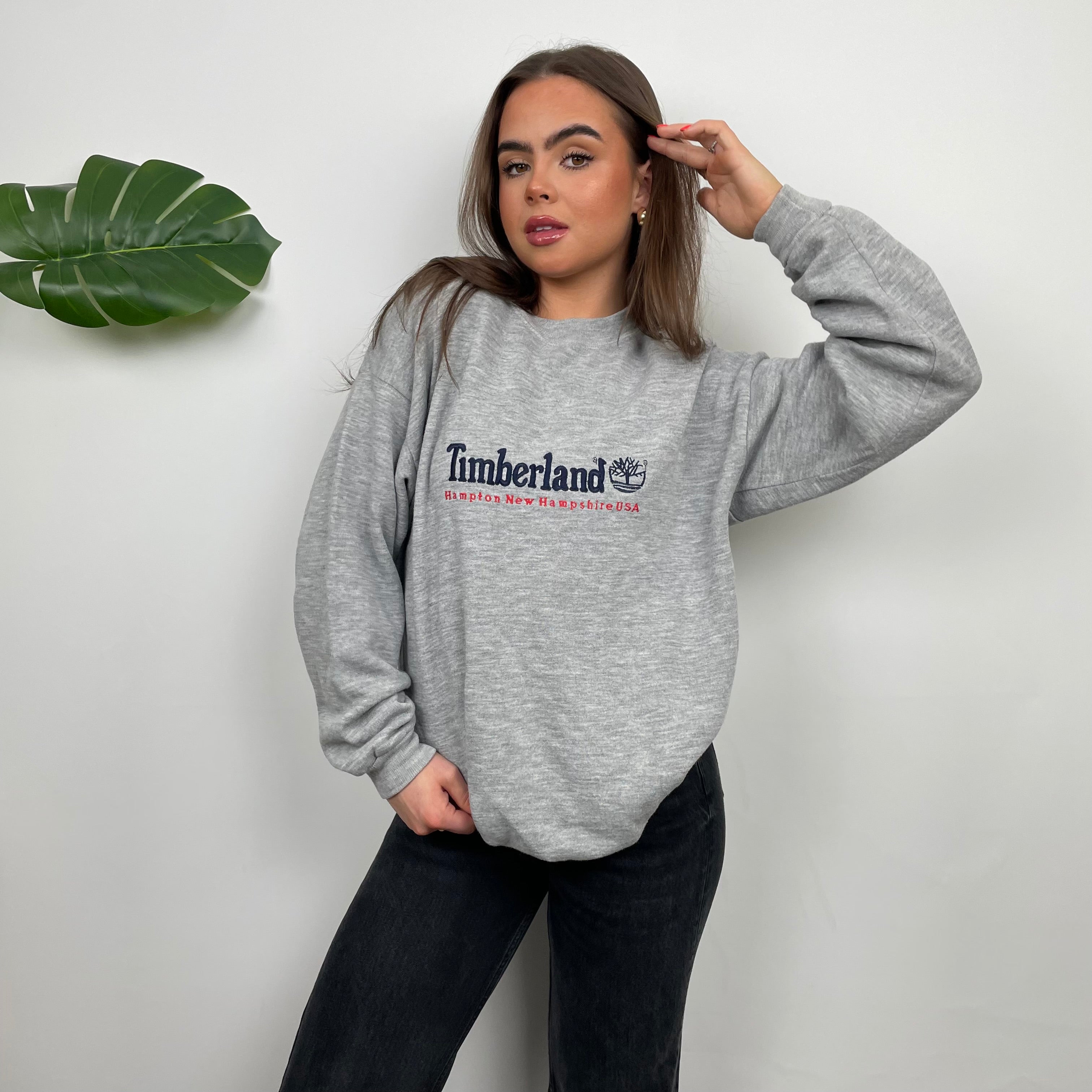 Timberland Grey Embroidered Spell Out Sweatshirt (M)