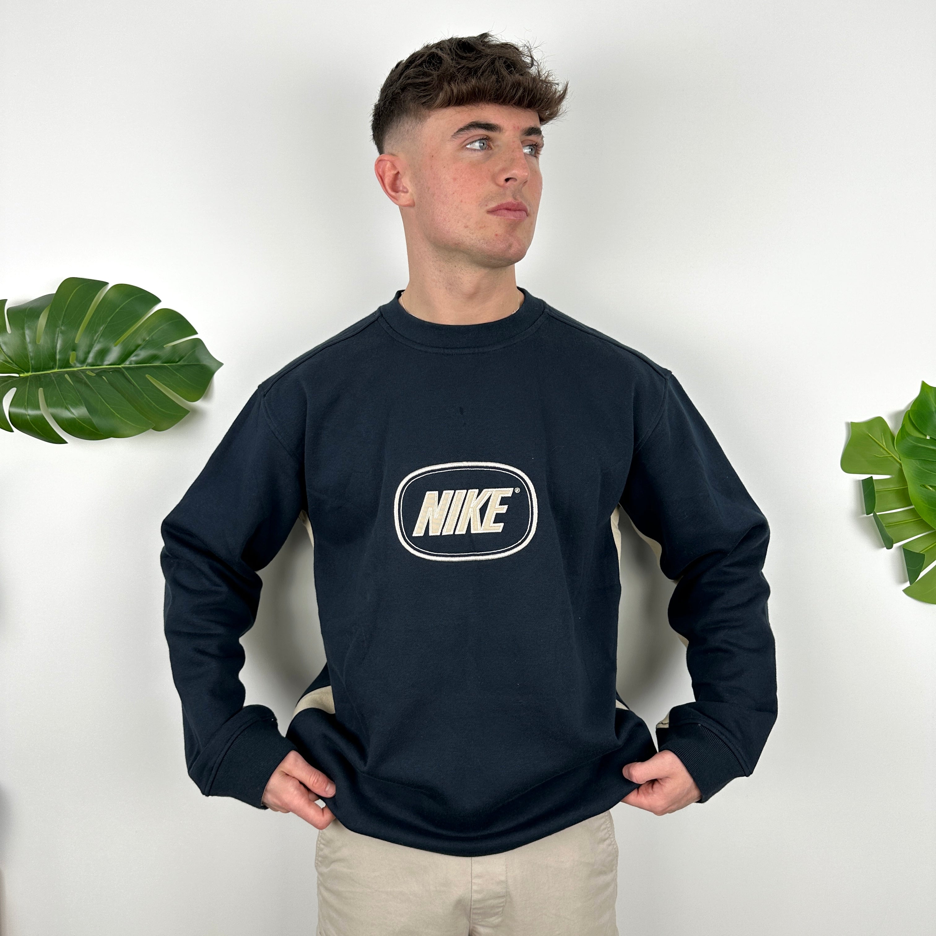 Nike Navy Embroidered Spell Out Sweatshirt (XL)