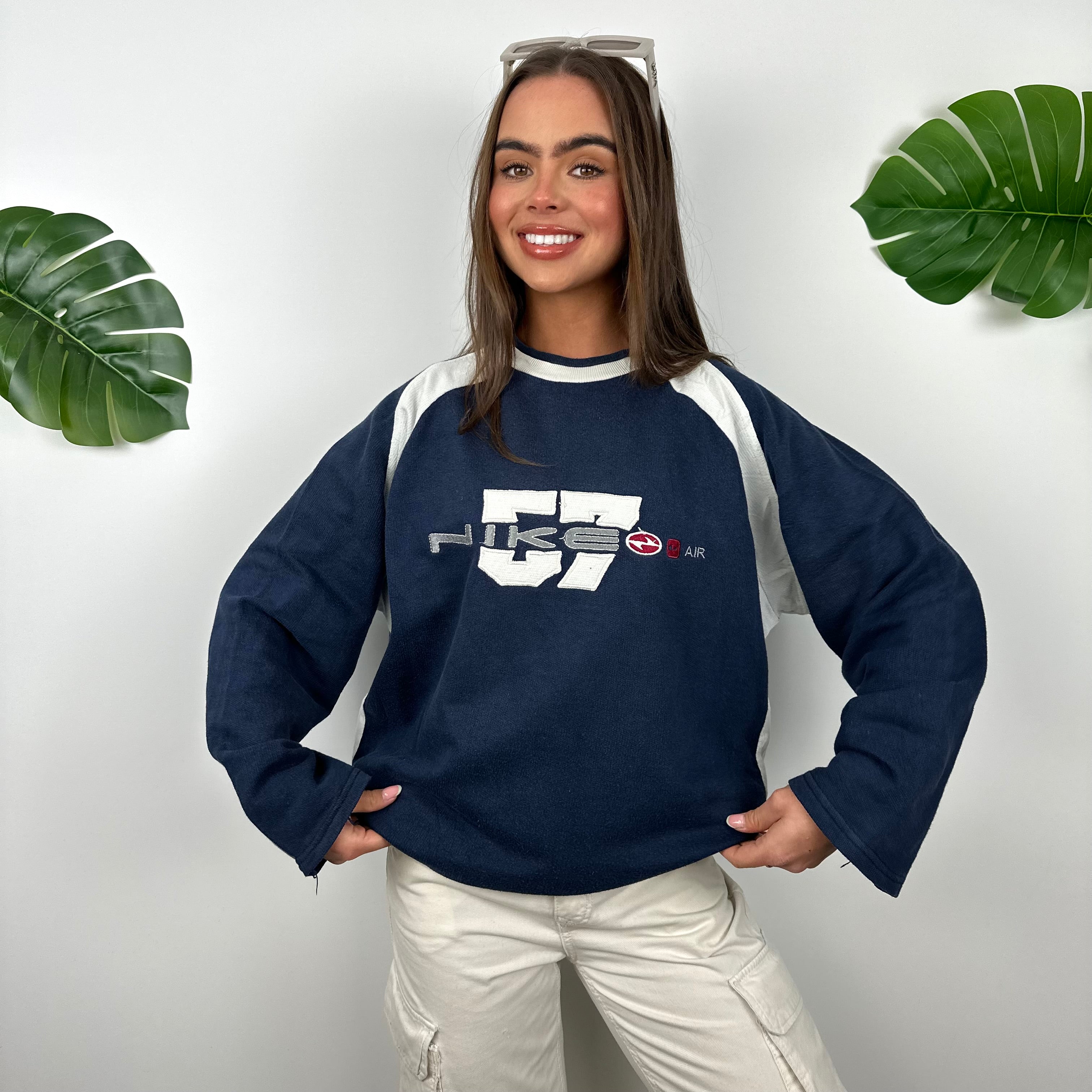 Nike Navy Embroidered Spell Out Sweatshirt (M)