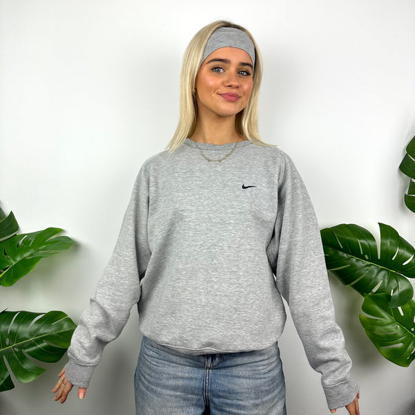 Nike Grey Embroidered Swoosh Sweatshirt (S)