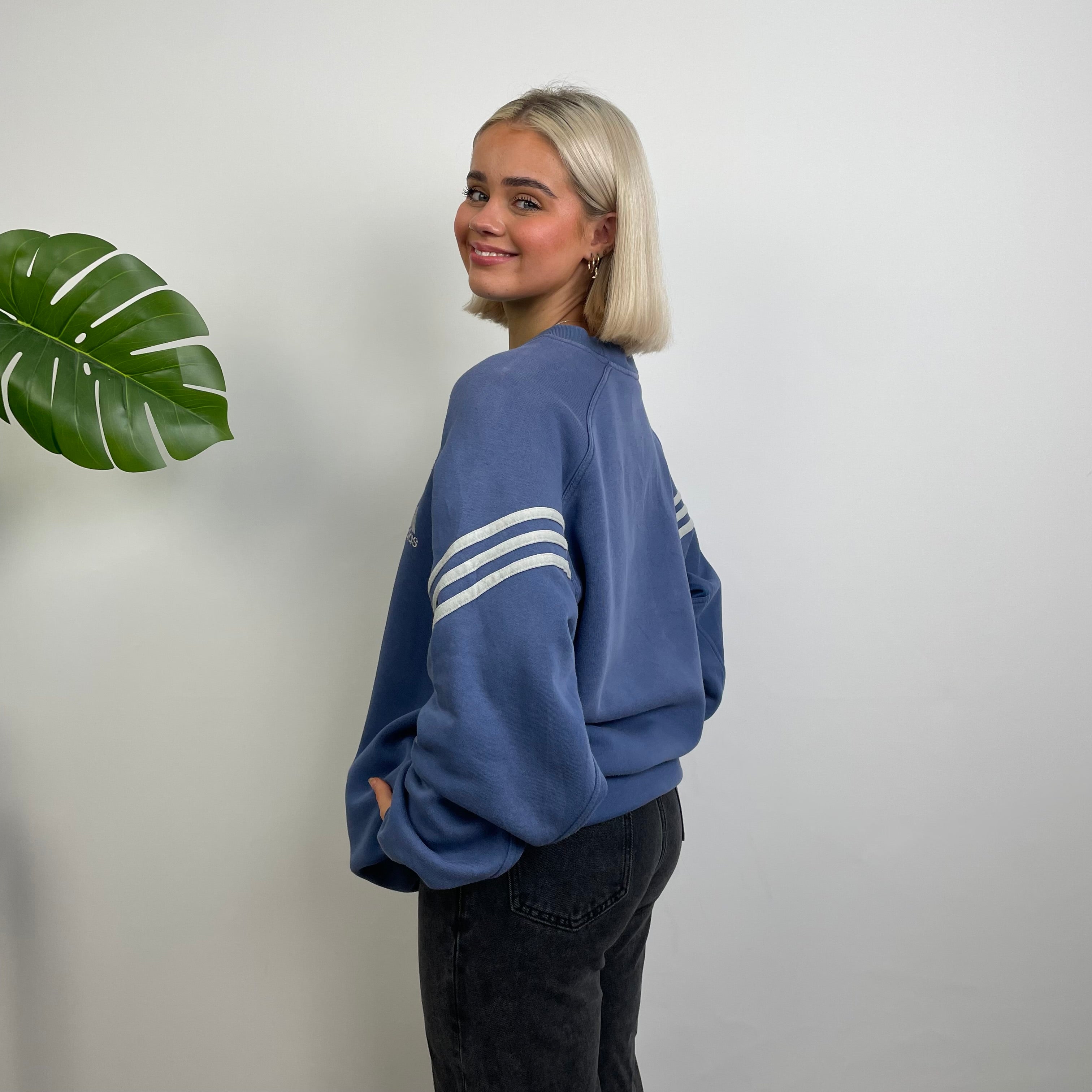 Adidas Navy Embroidered Spell Out Sweatshirt (XL)