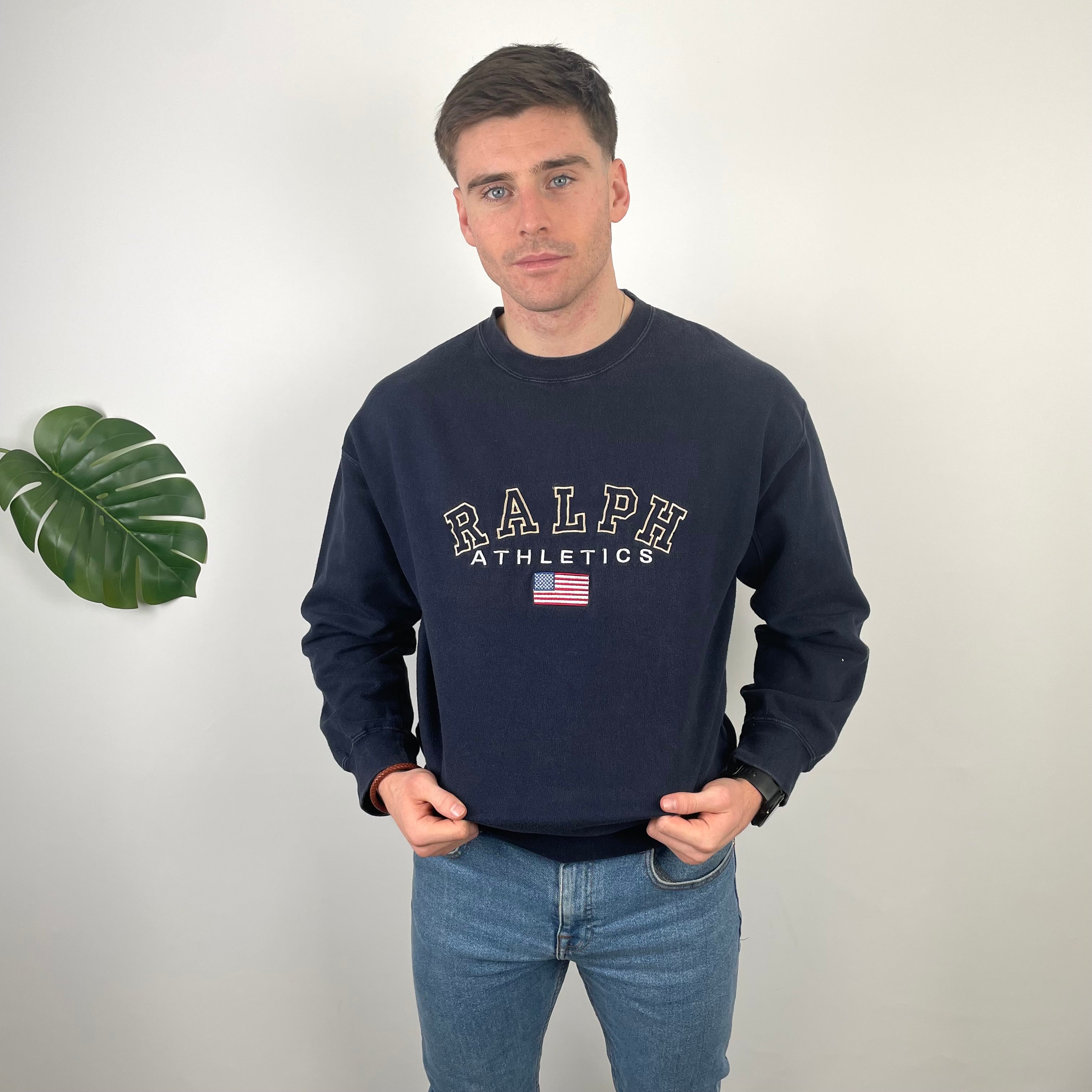 Polo Ralph Lauren RARE Navy Embroidered Spell Out Sweatshirt (M)