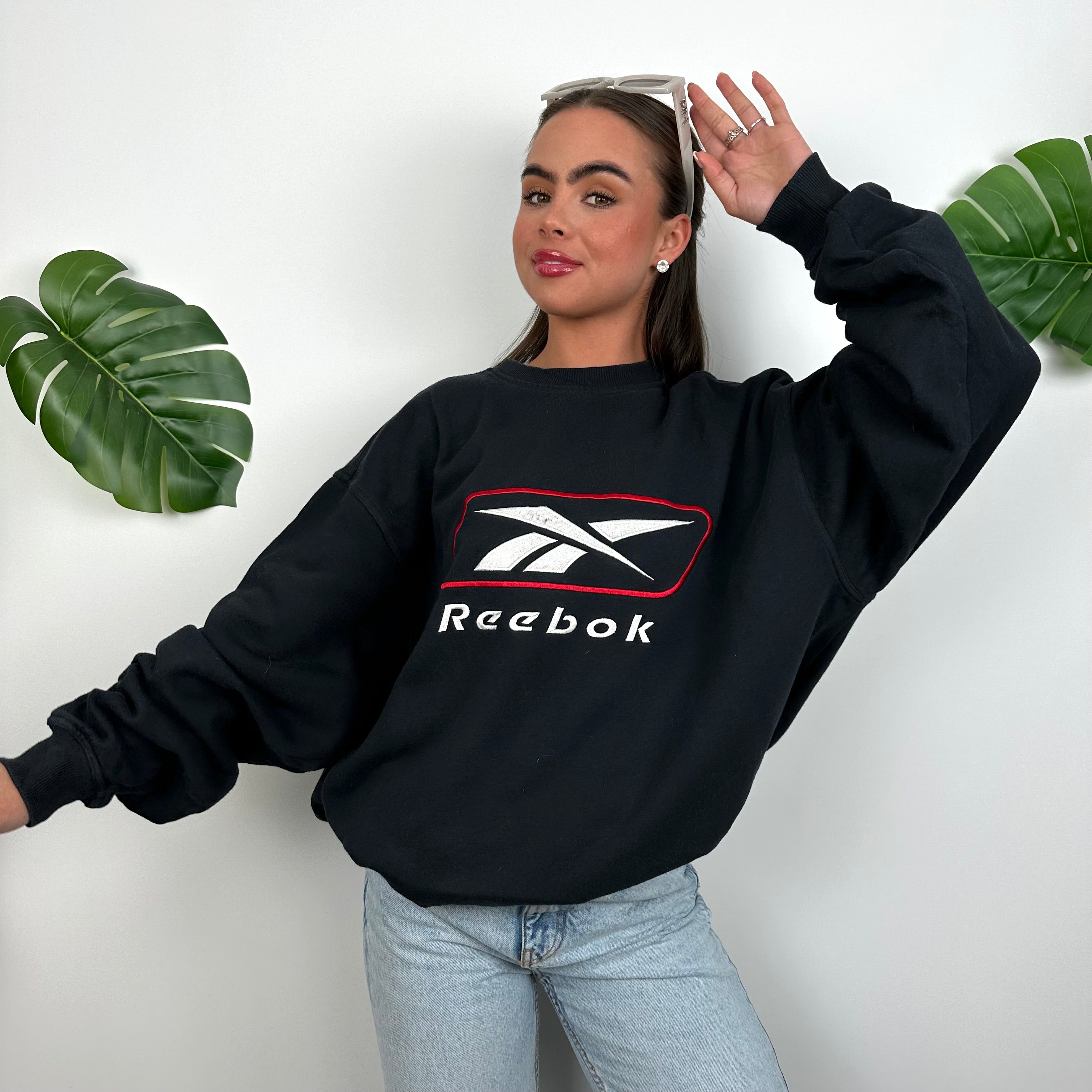 Reebok Navy Embroidered Spell Out Sweatshirt (XL)