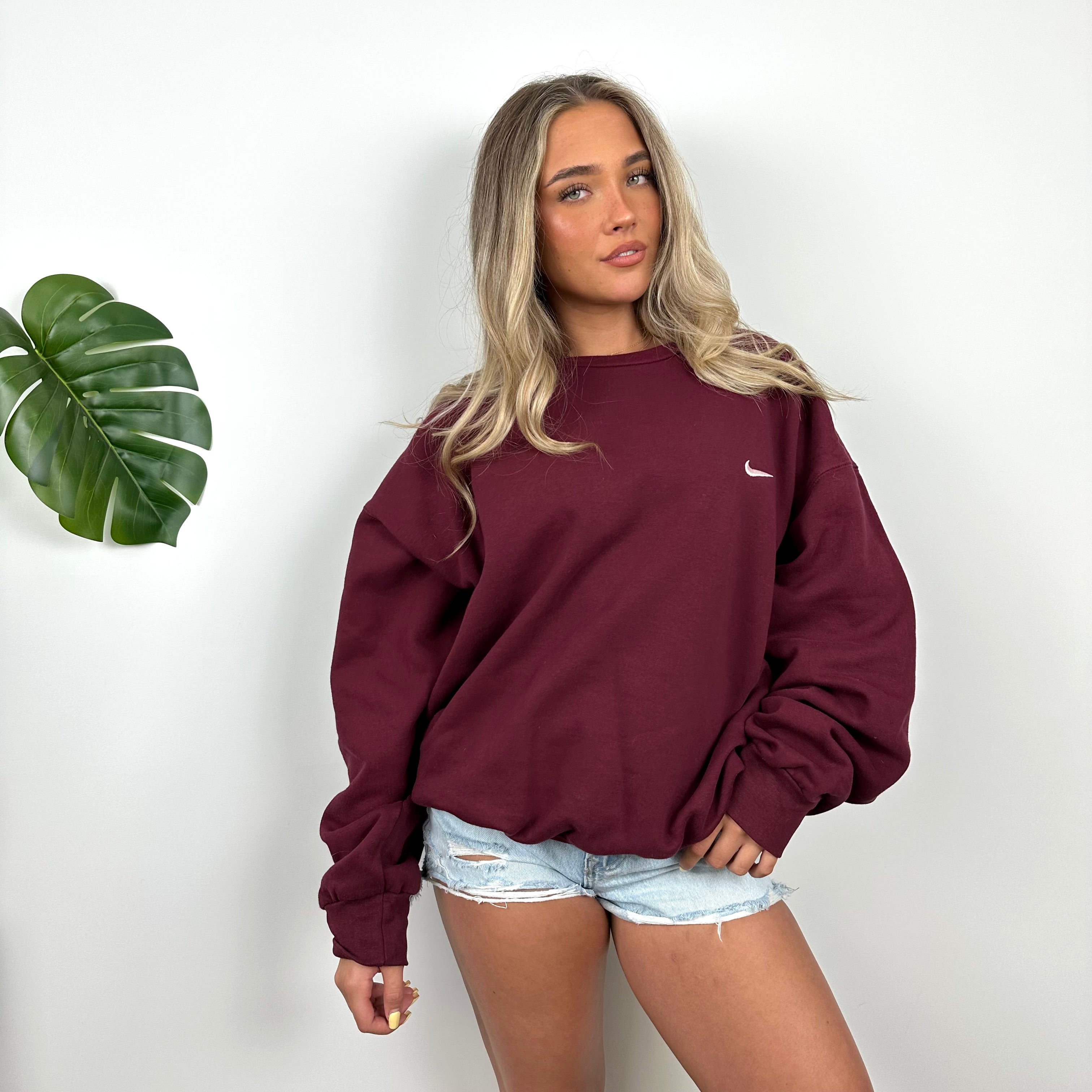 Nike Maroon Embroidered Swoosh Sweatshirt (L)