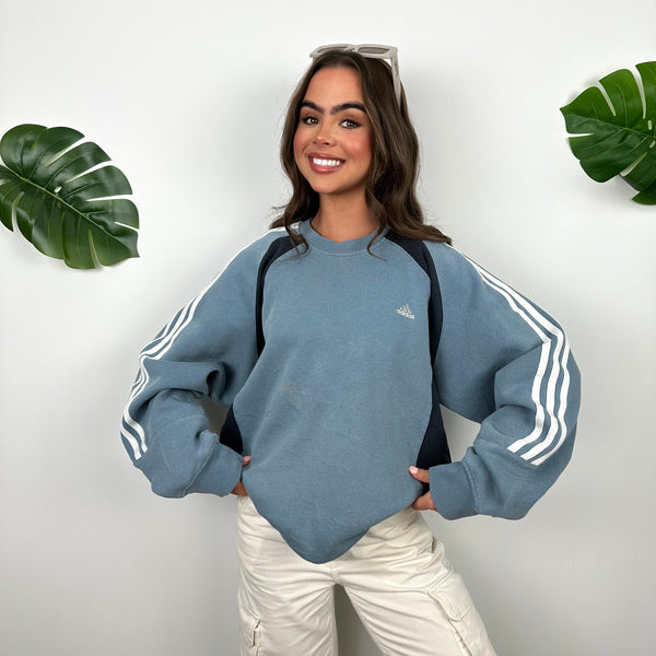 Adidas Baby Blue Embroidered Spell Out Sweatshirt (L)