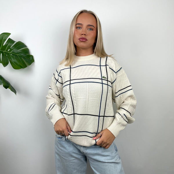 Lacoste RARE Cream Embroidered Logo Knitted Sweater (S)