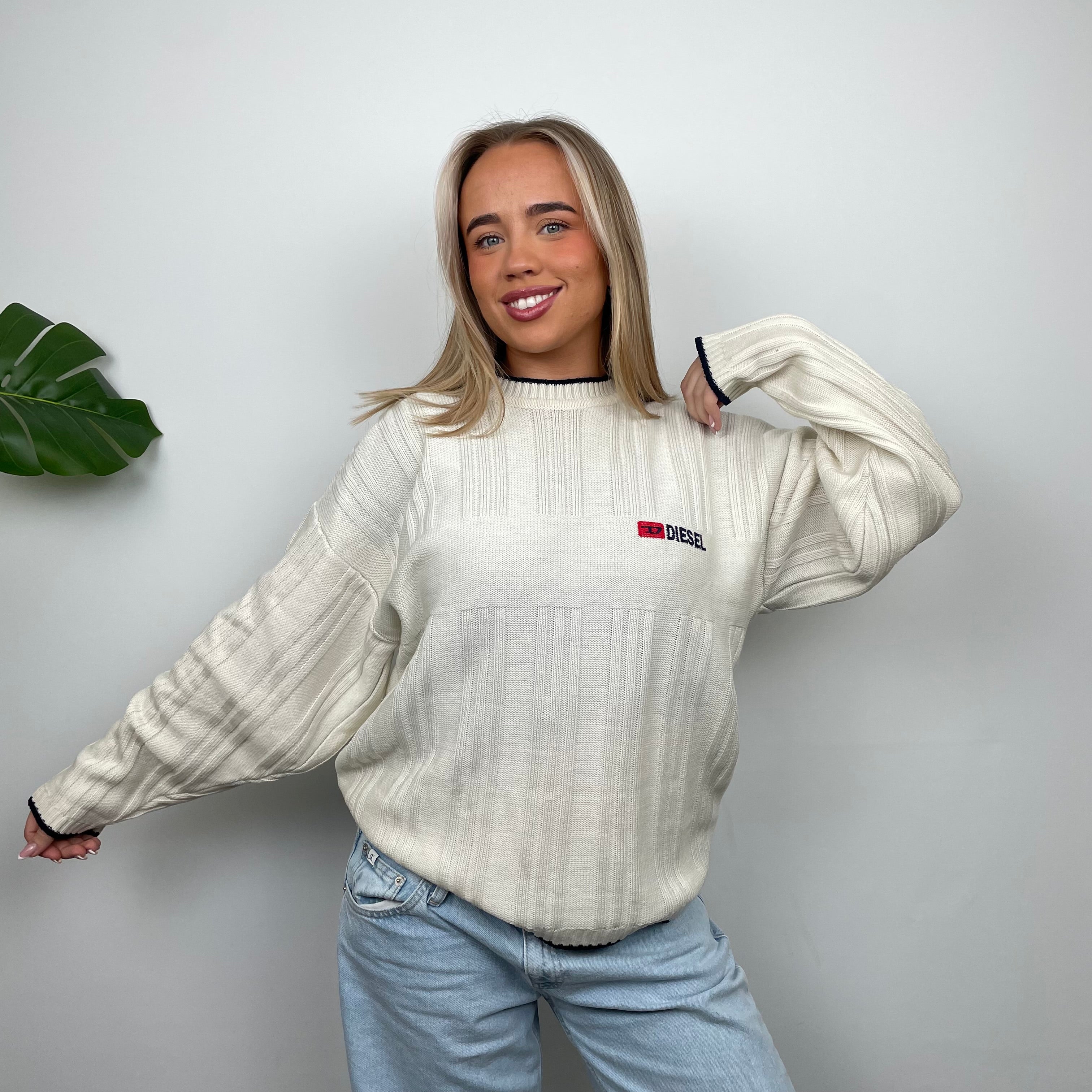 Diesel Cream Spell Out Knitted Sweater (M)