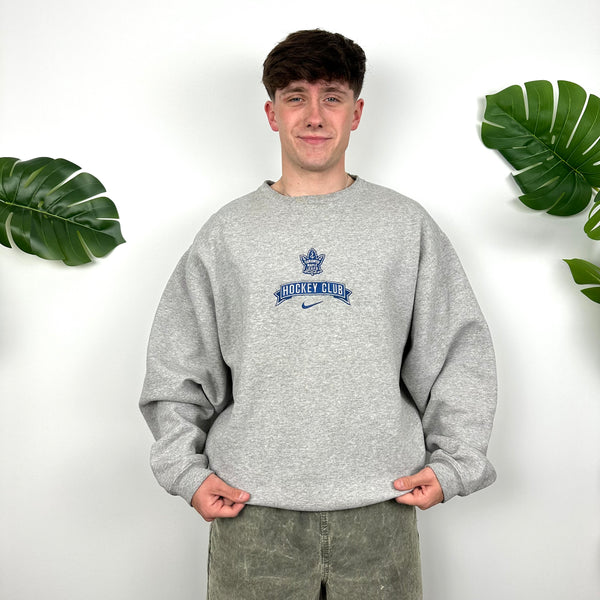 Nike X Toronto Maple Leafs Grey Embroidered Spell Out Sweatshirt (L)