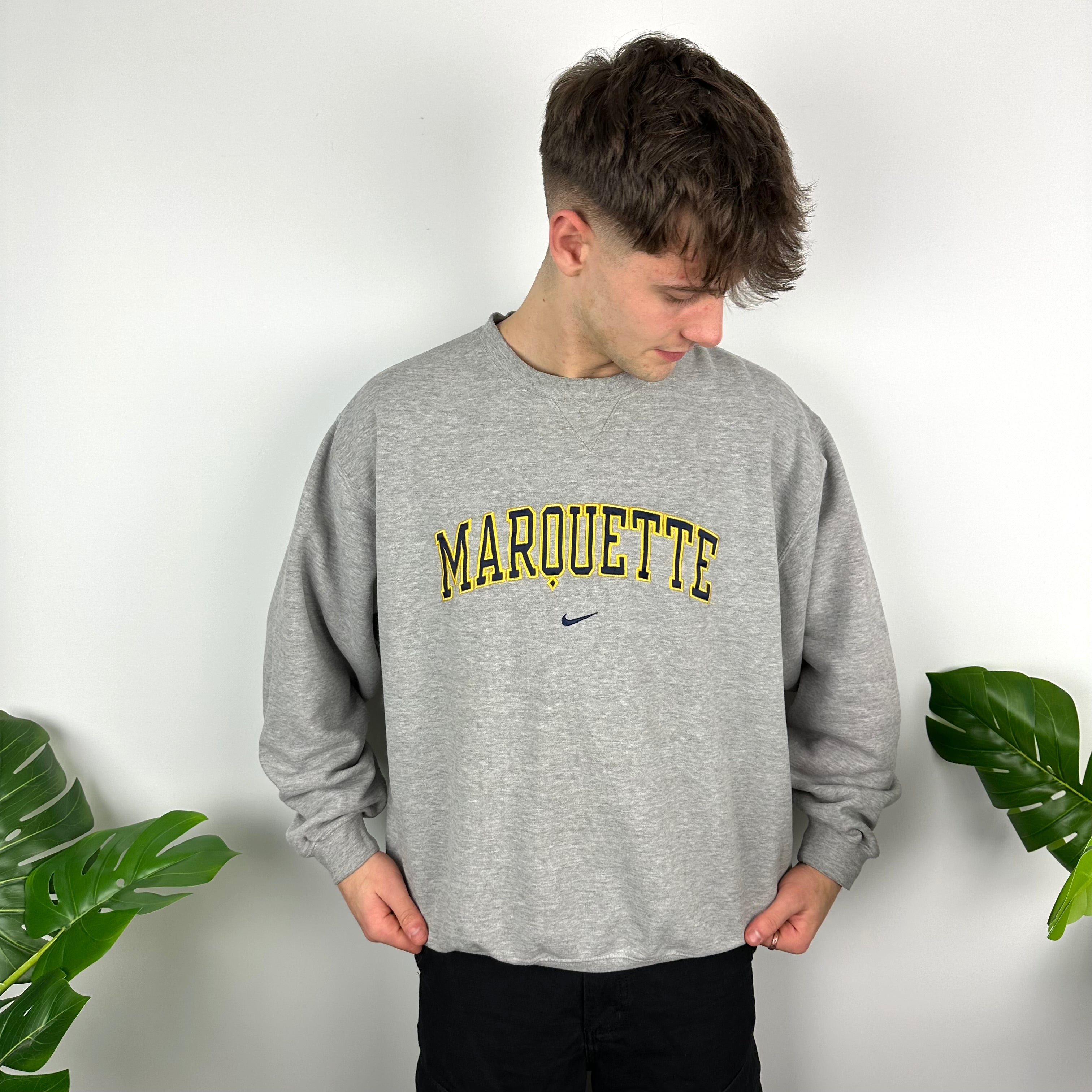 Nike x Marquette Grey Embroidered Spell Out Sweatshirt (L)