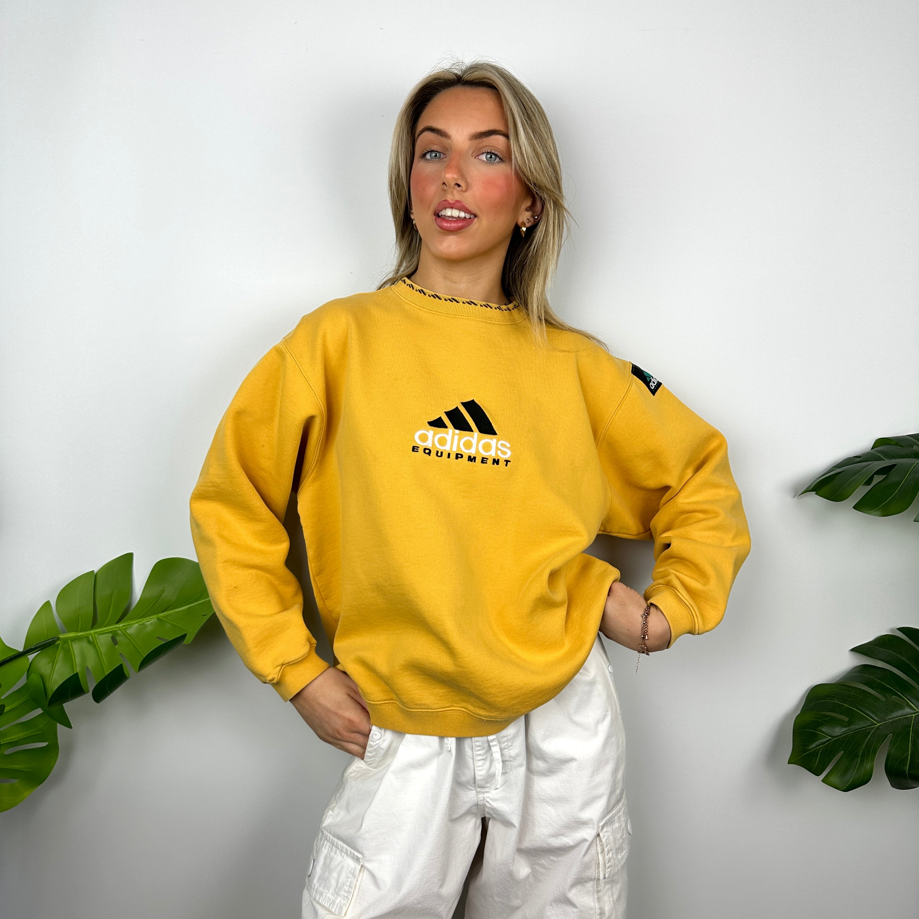 Adidas Equipment EQT RARE Yellow Embroidered Spell Out Sweatshirt (S)