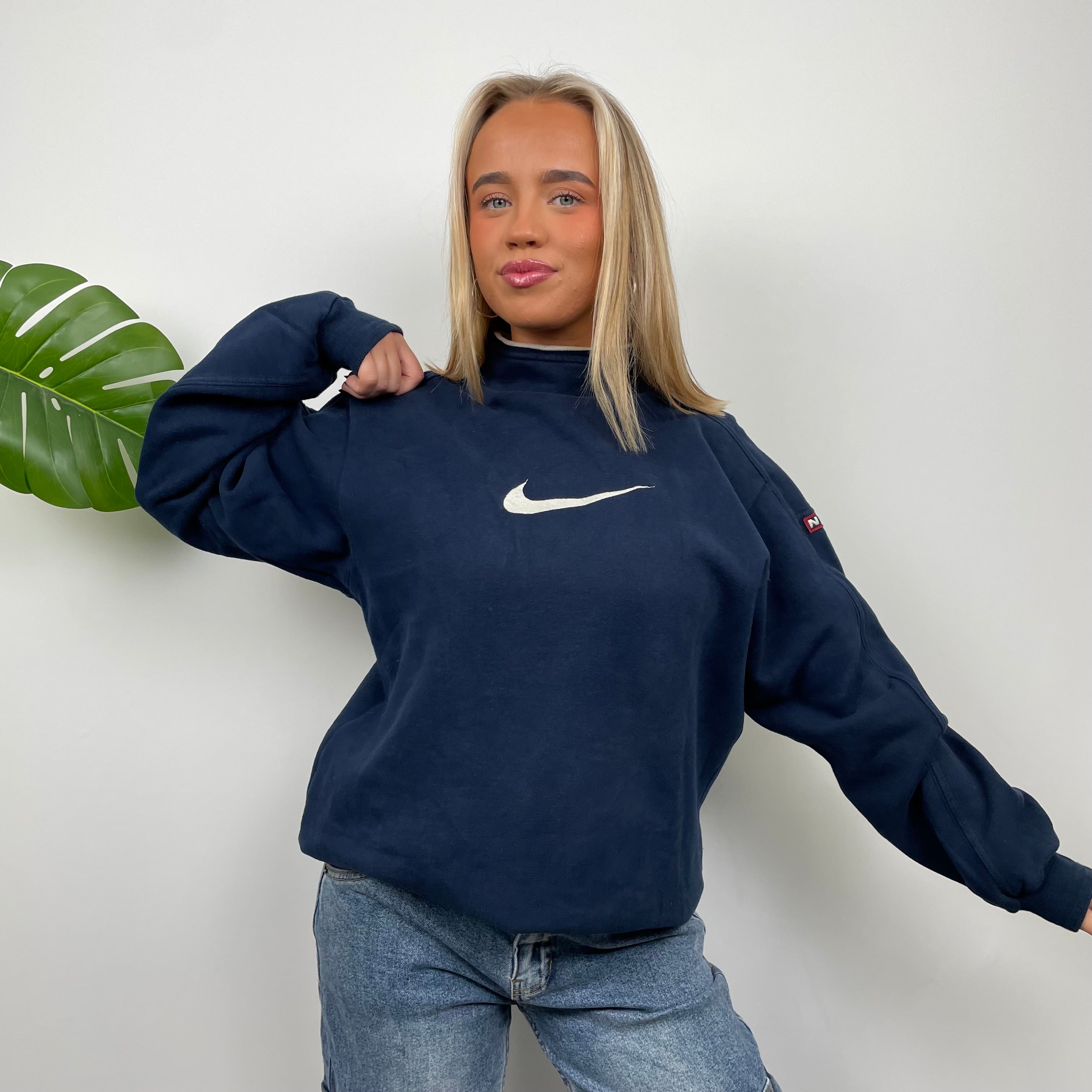 Nike Navy Embroidered Swoosh Sweatshirt (M)