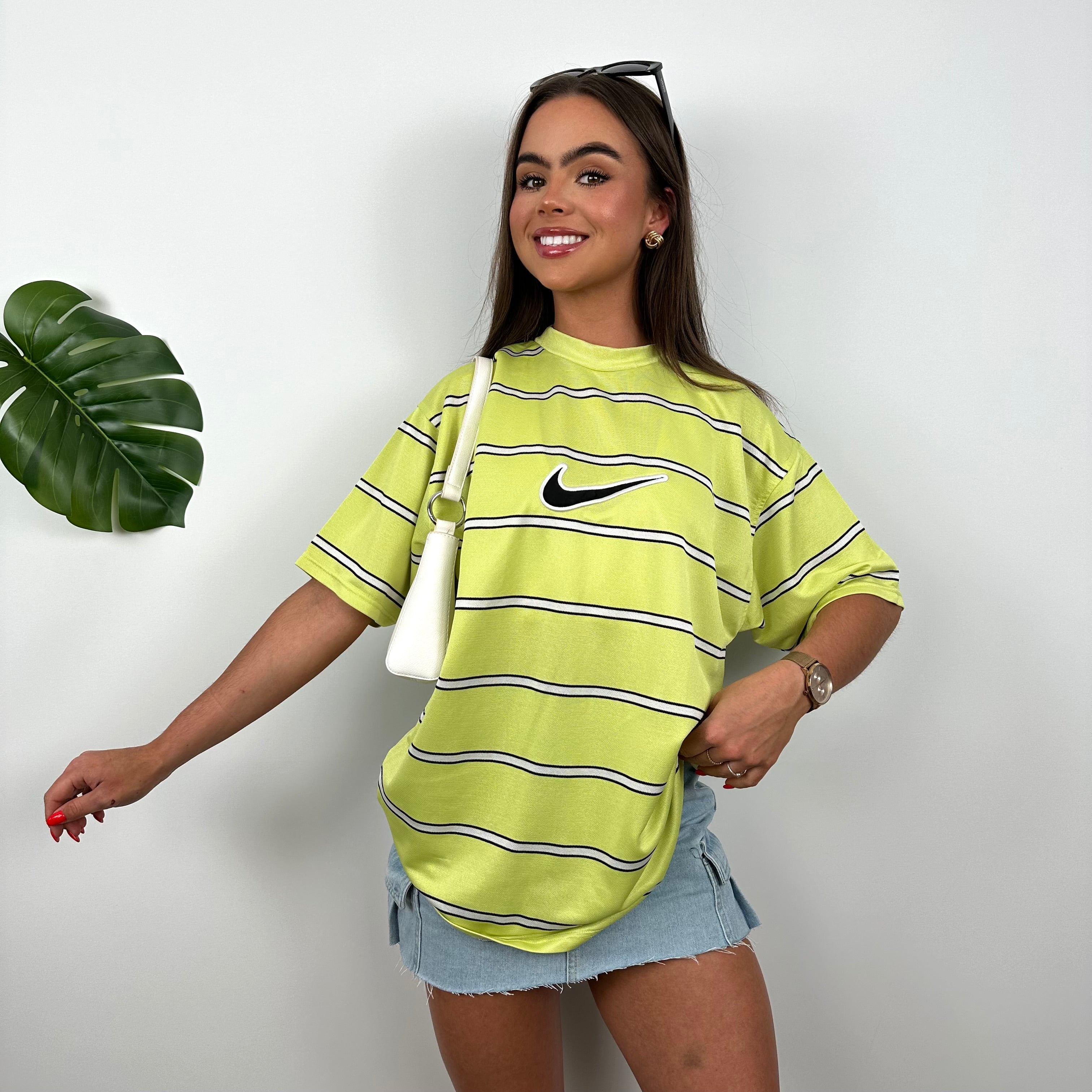 Nike RARE Lime Embroidered Centre Swoosh T Shirt (M)