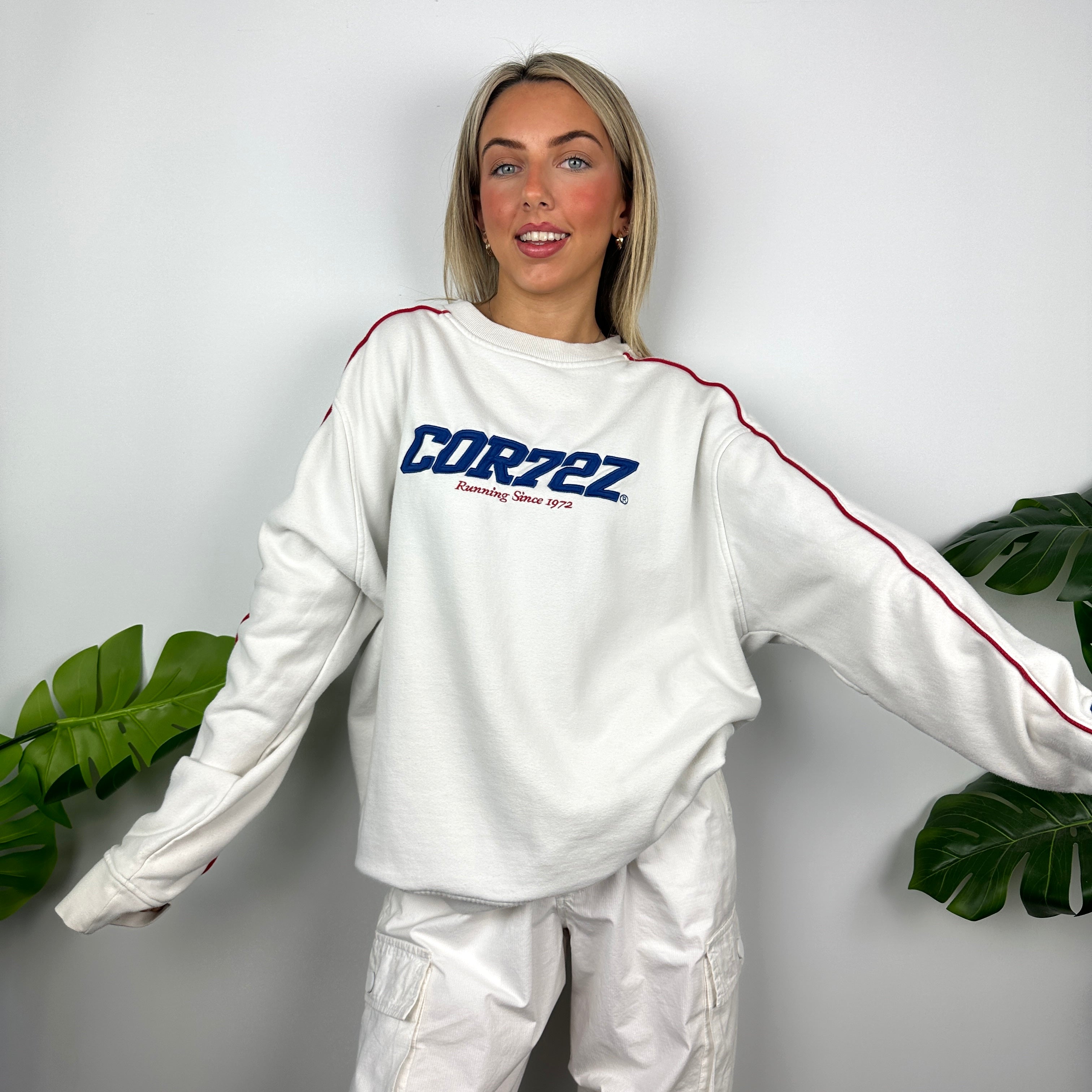 Nike Cortez White Embroidered Spell Out Sweatshirt (XL)