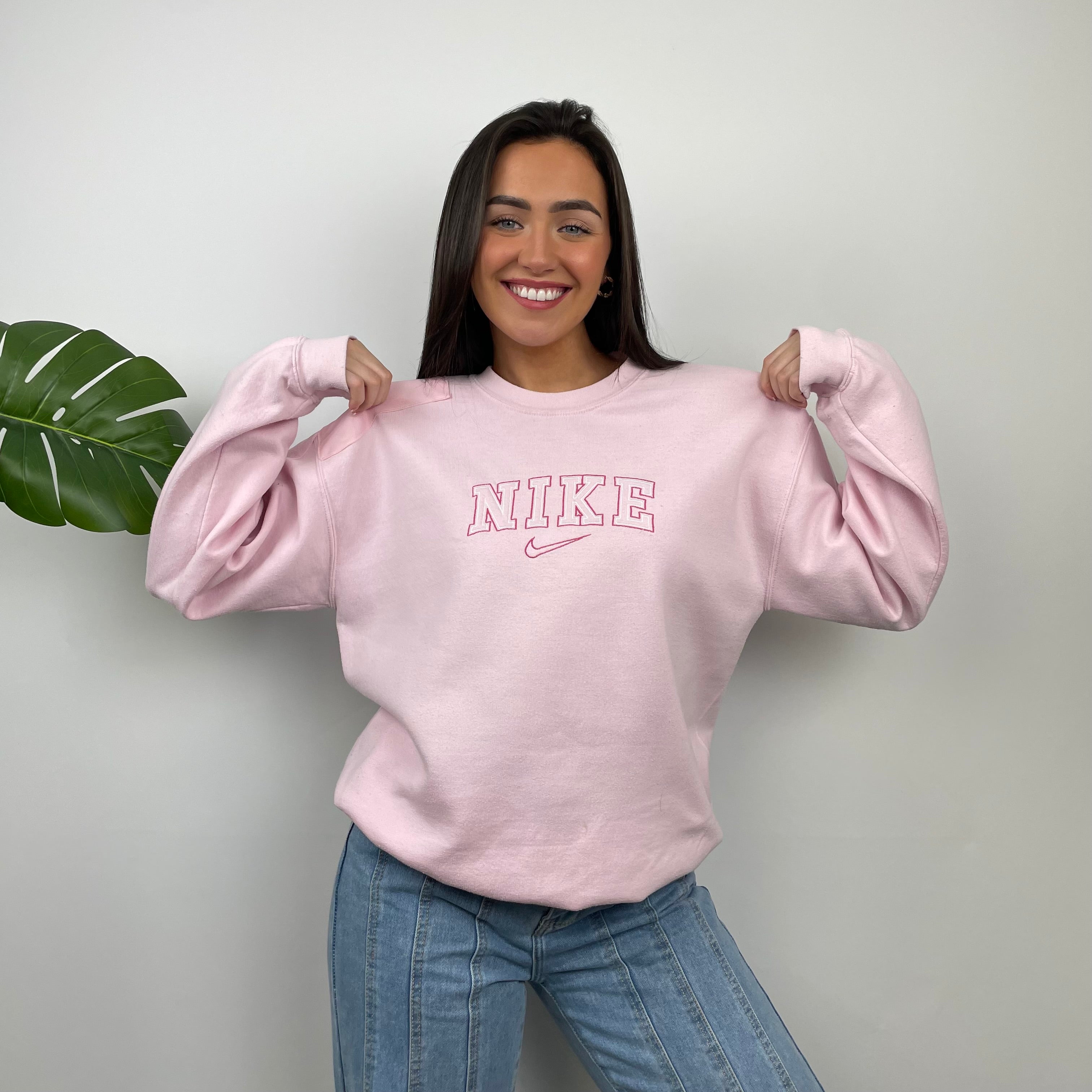 Nike Baby Pink Embroidered Spell Out Sweatshirt (M)