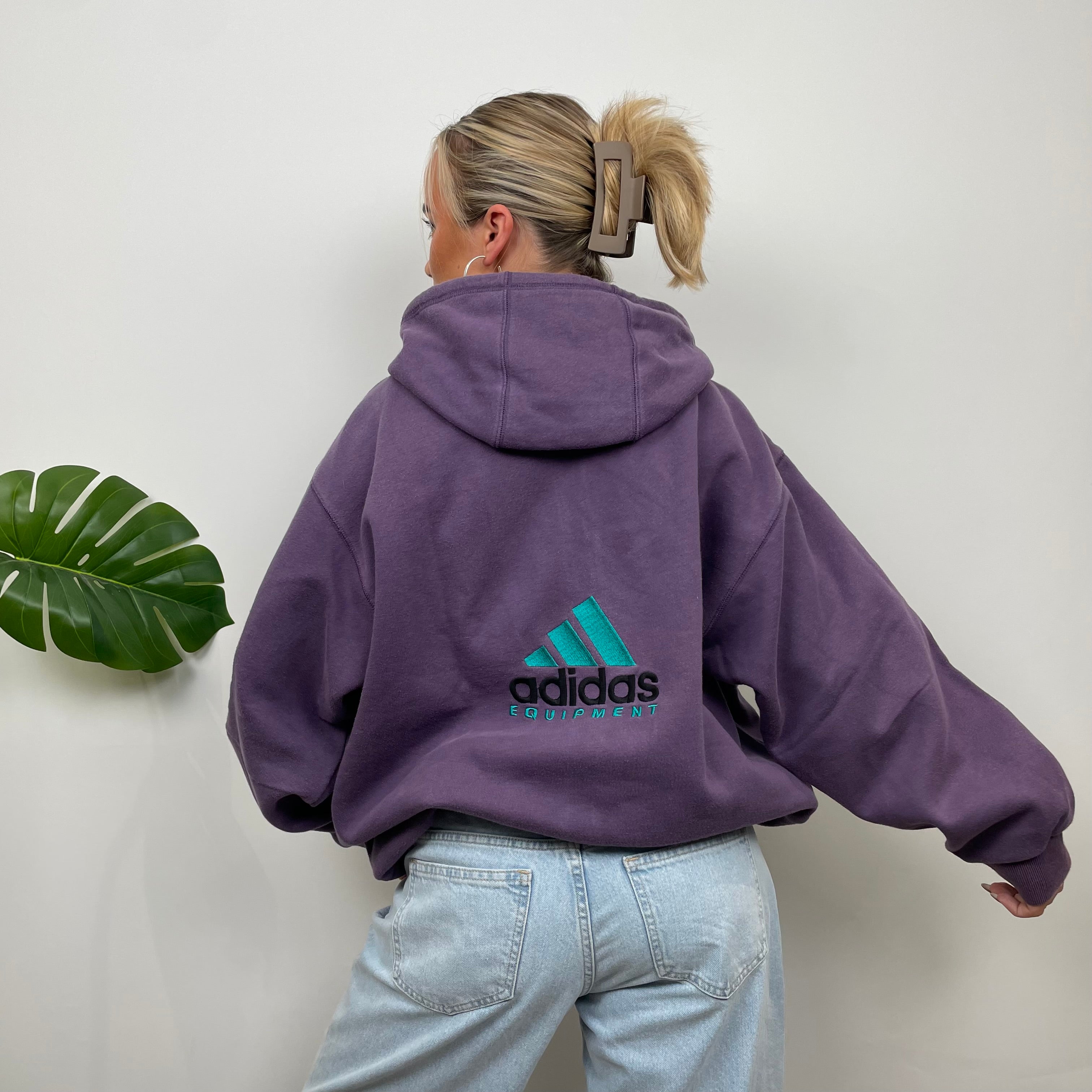 Adidas Equipment EQT RARE Purple Embroidered Spell Out Zip Up Hoodie Jacket (L)