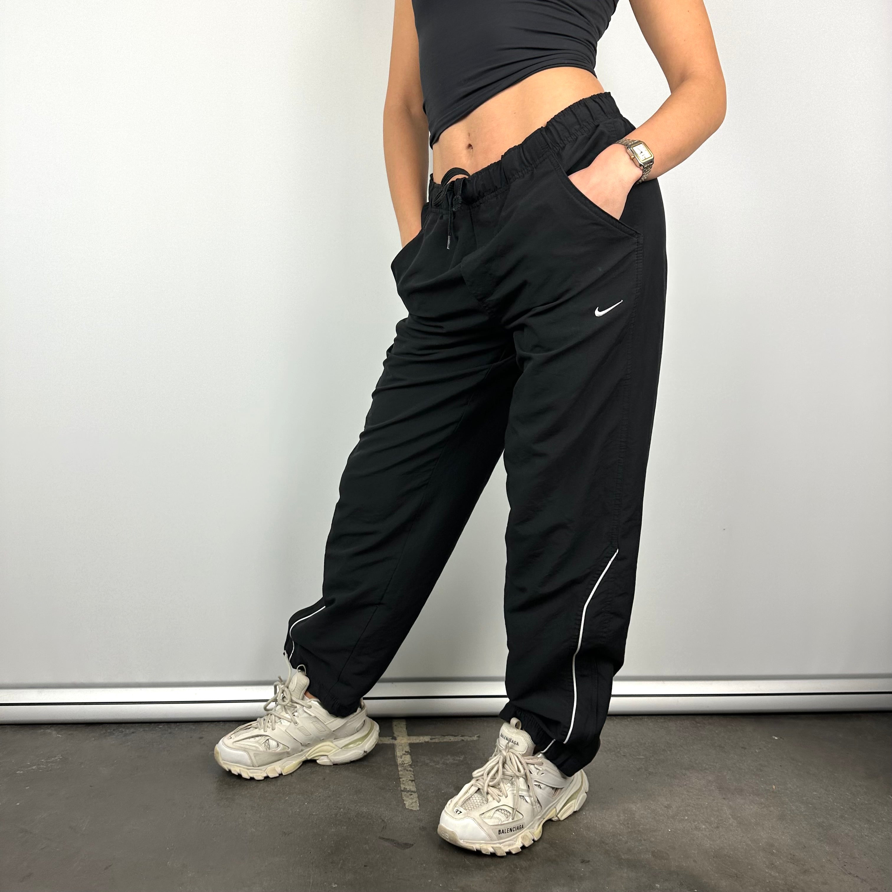 Nike Black Embroidered Swoosh Track Pants (M)