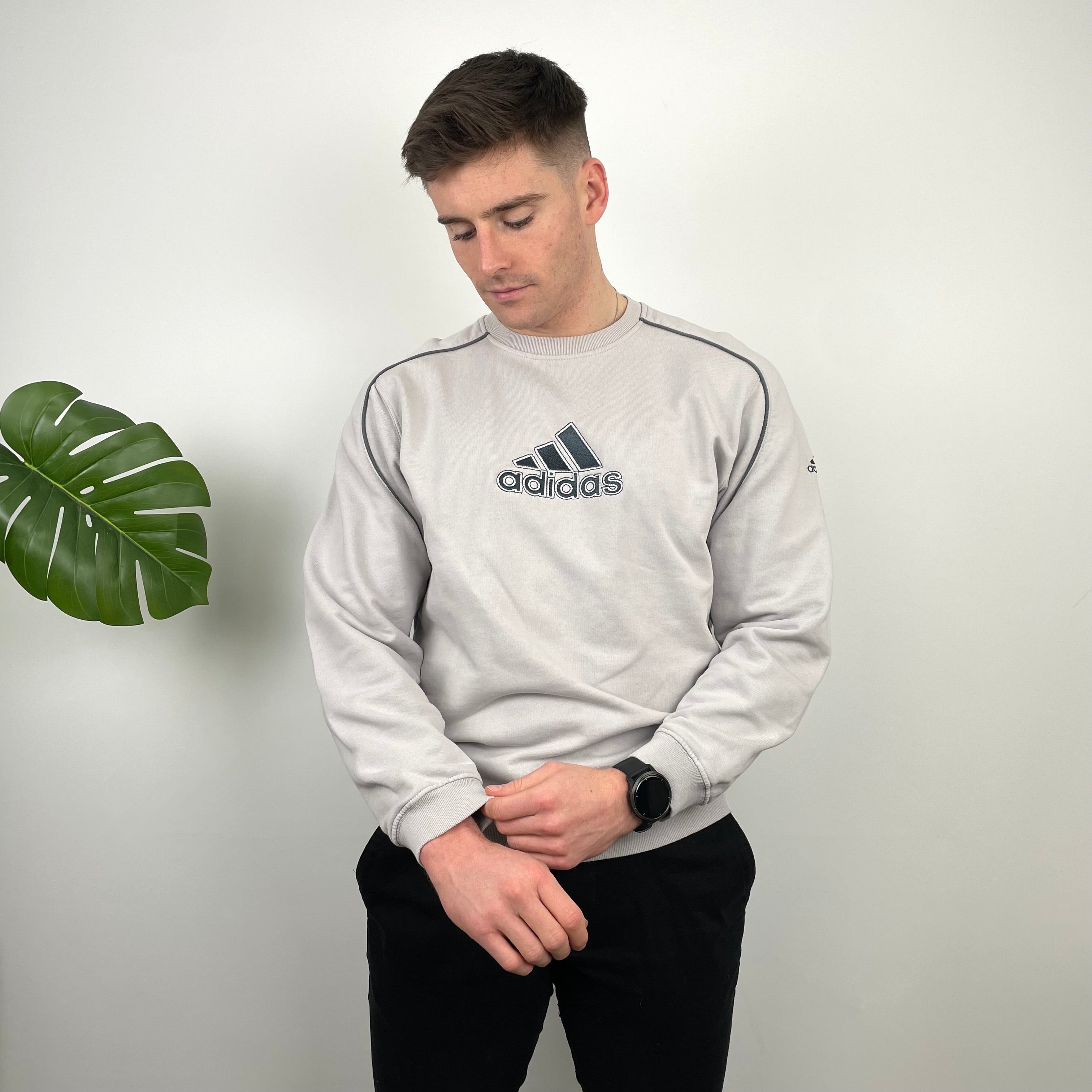 Adidas Grey Embroidered Spell Out Sweatshirt (L)