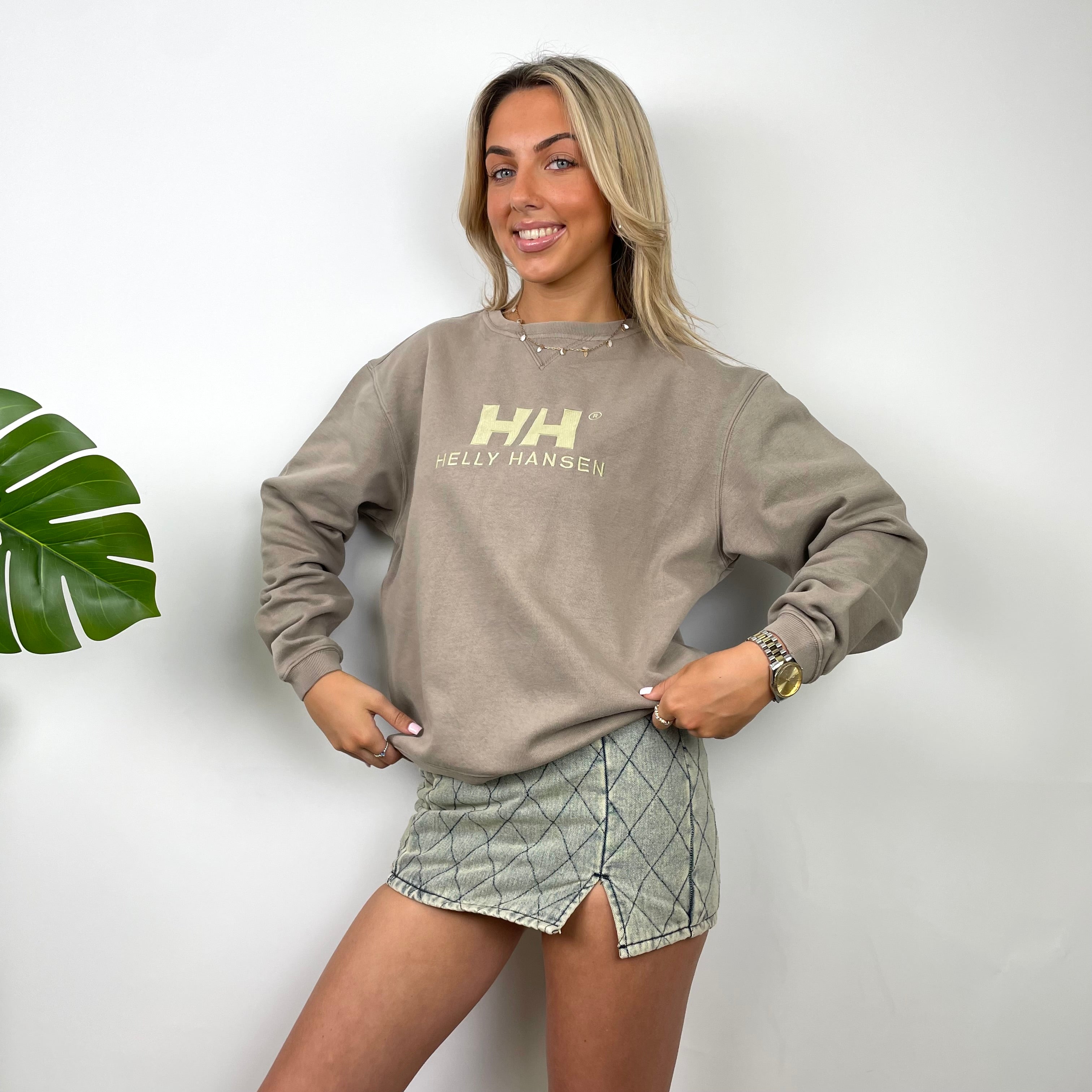 Helly Hansen Cream Embroidered Spell Out Sweatshirt (S)