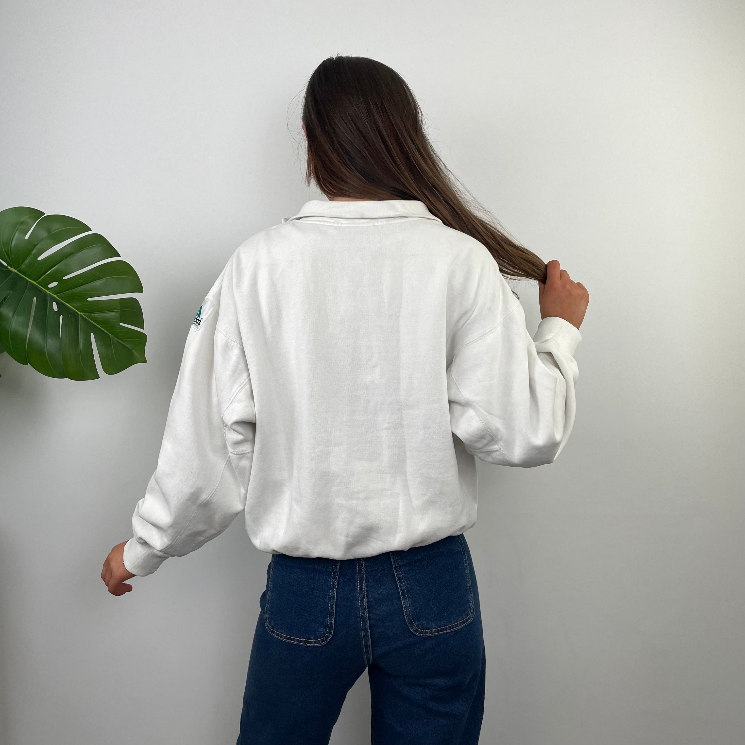 Adidas Equipment RARE White Embroidered Spell Out Quarter Zip Up (S)