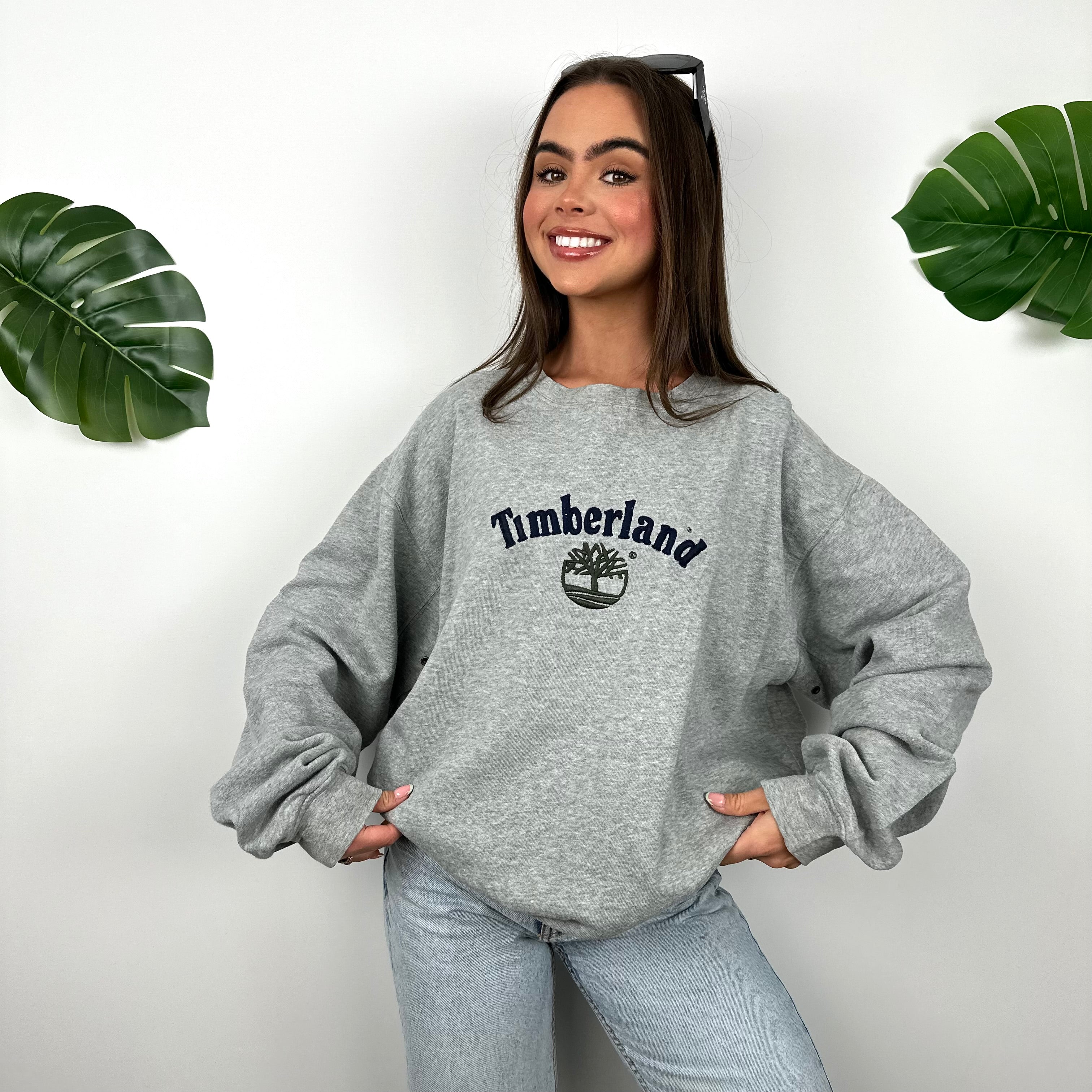 Timberland Grey Embroidered Spell Out Sweatshirt (L)