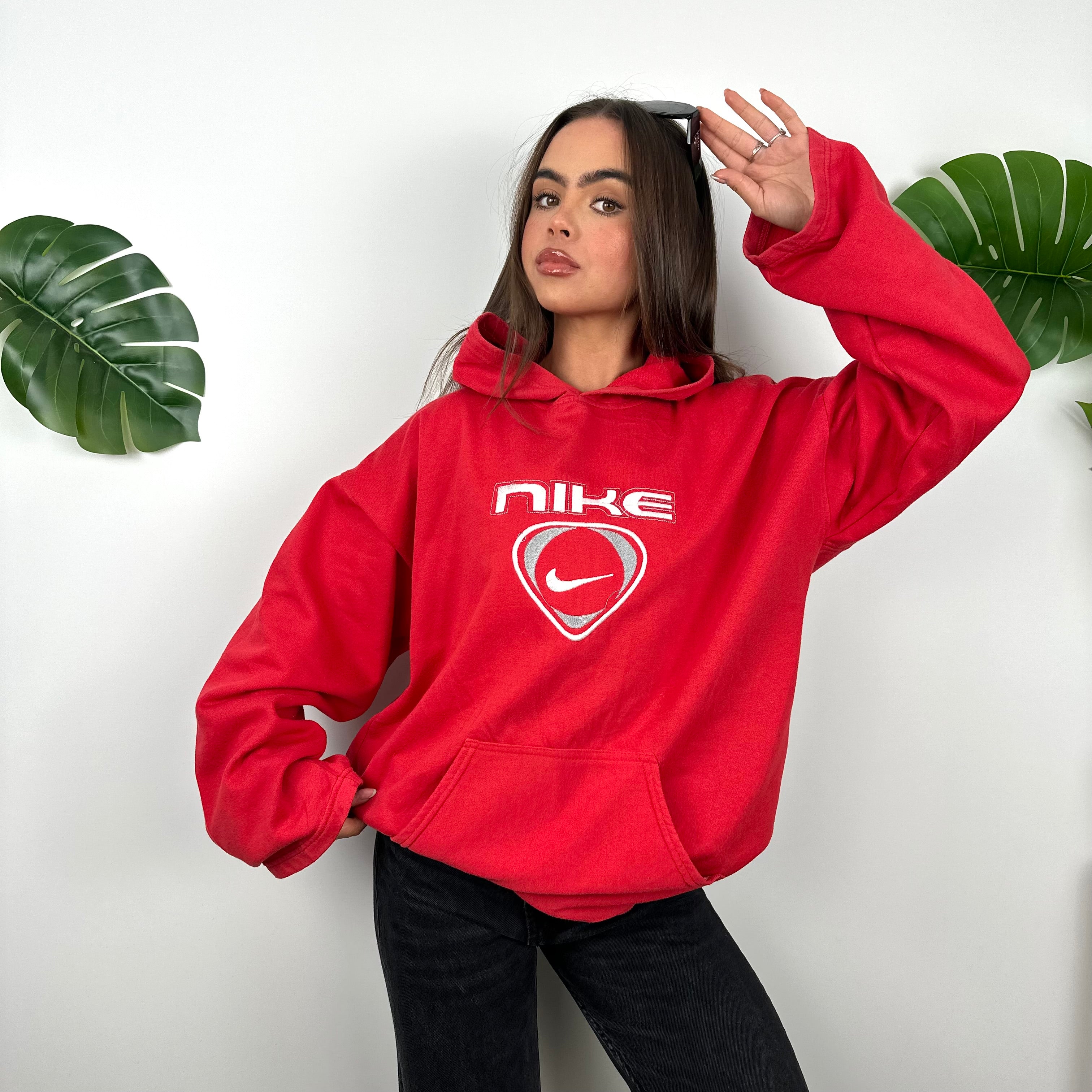 Nike Red Embroidered Spell Out Hoodie (L)