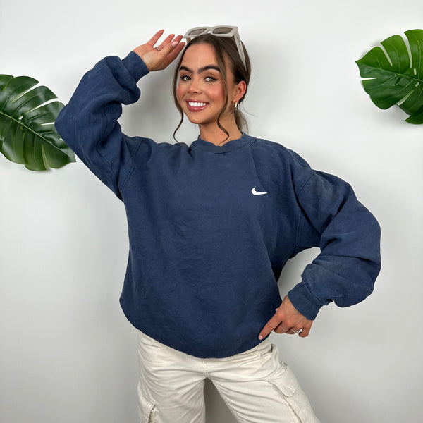 Nike Navy Embroidered Swoosh Sweatshirt (M)