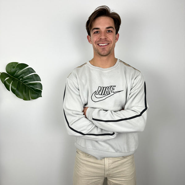 Nike White Embroidered Spell Out Sweatshirt (L)