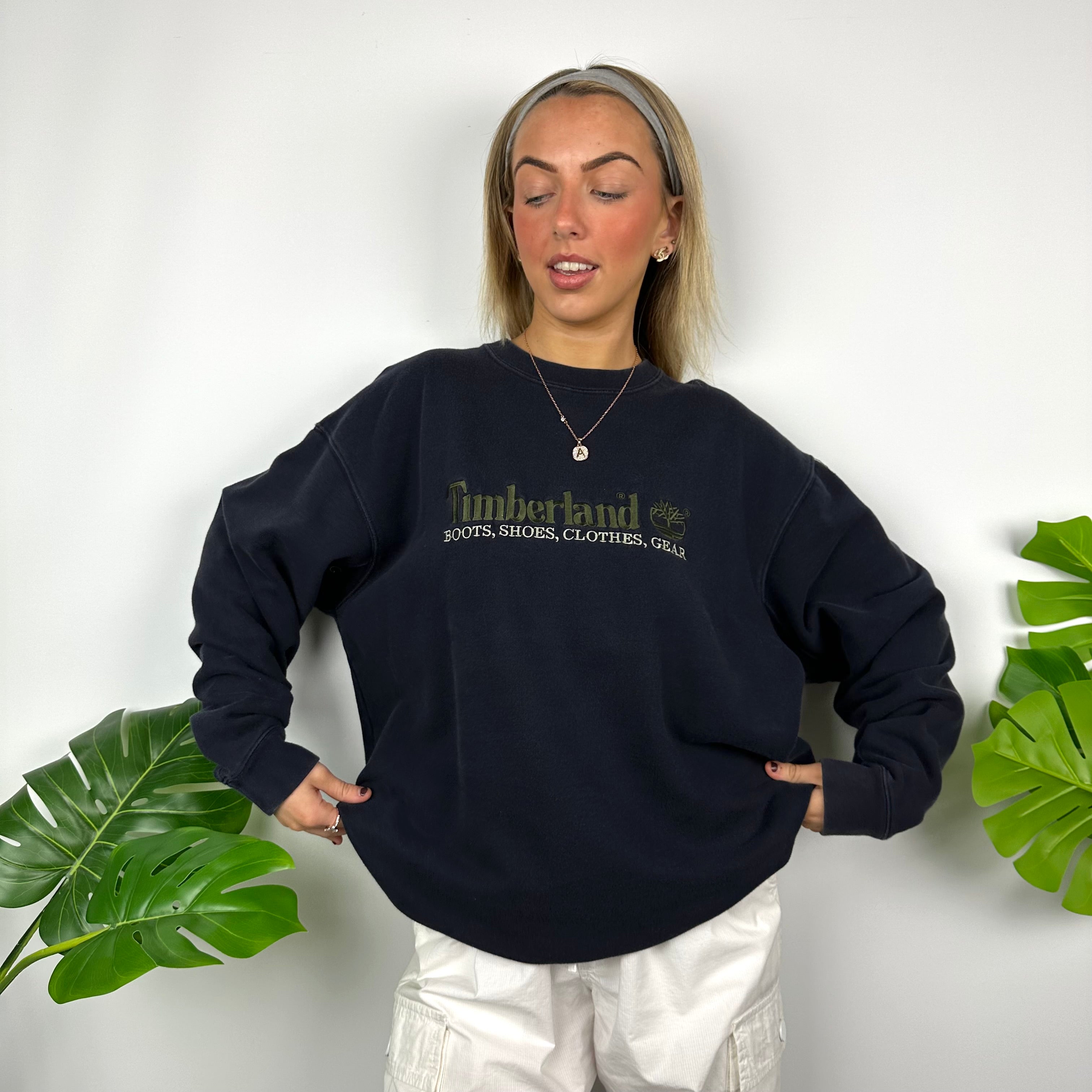 Timberland Navy Embroidered Spell Out Sweatshirt (L)