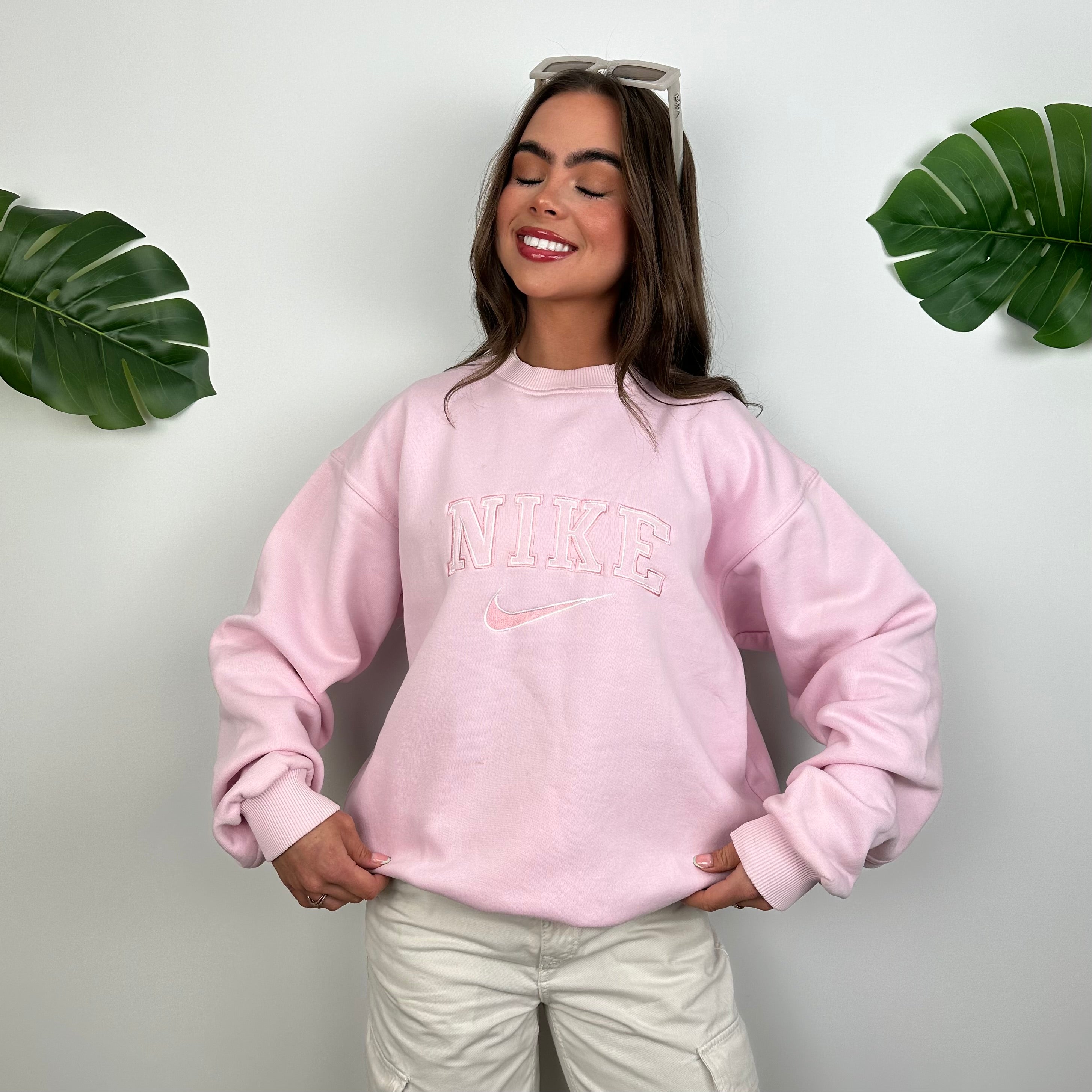 Nike Baby Pink Embroidered Spell Out Sweatshirt (M)