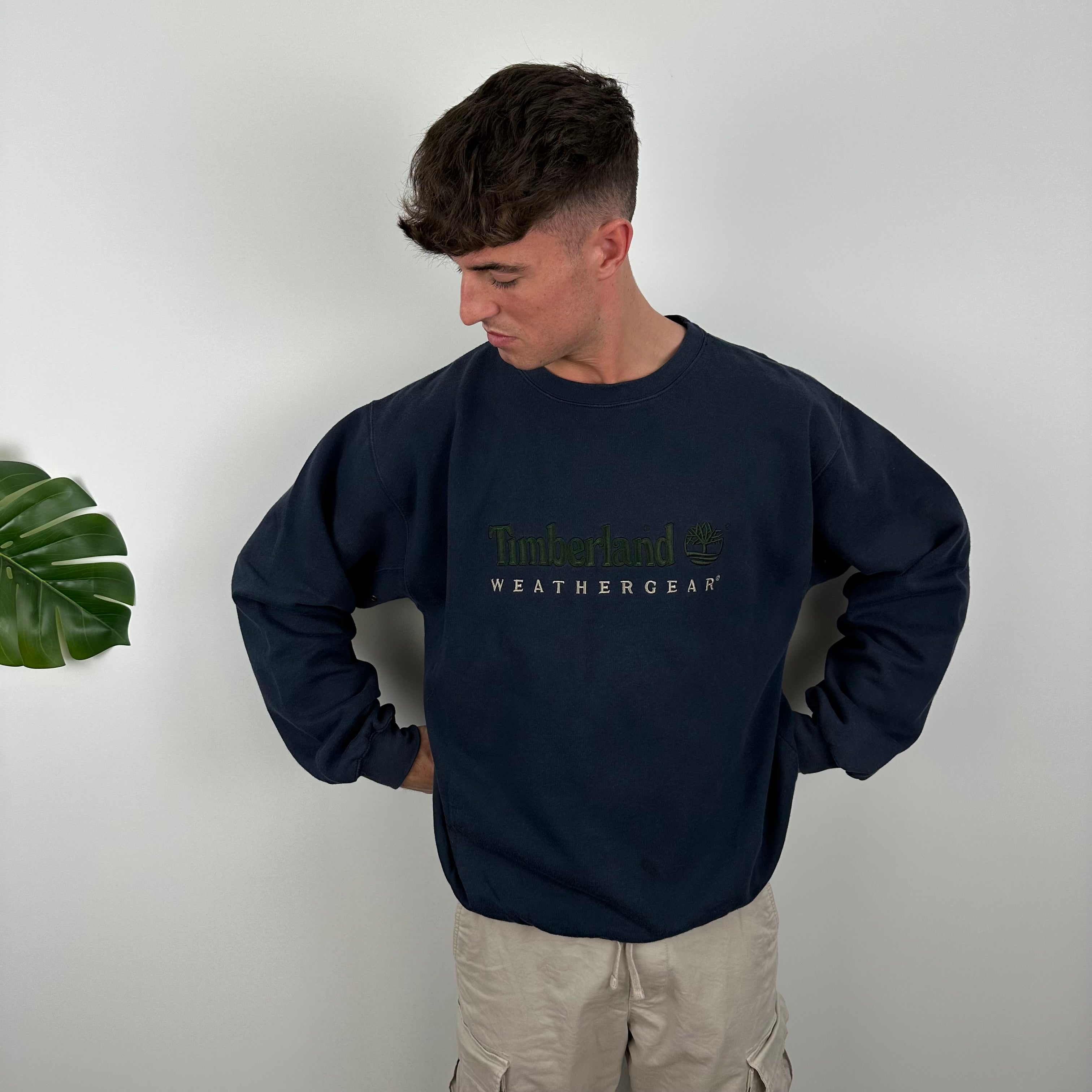 Timberland Navy Embroidered Spell Out Sweatshirt (L)