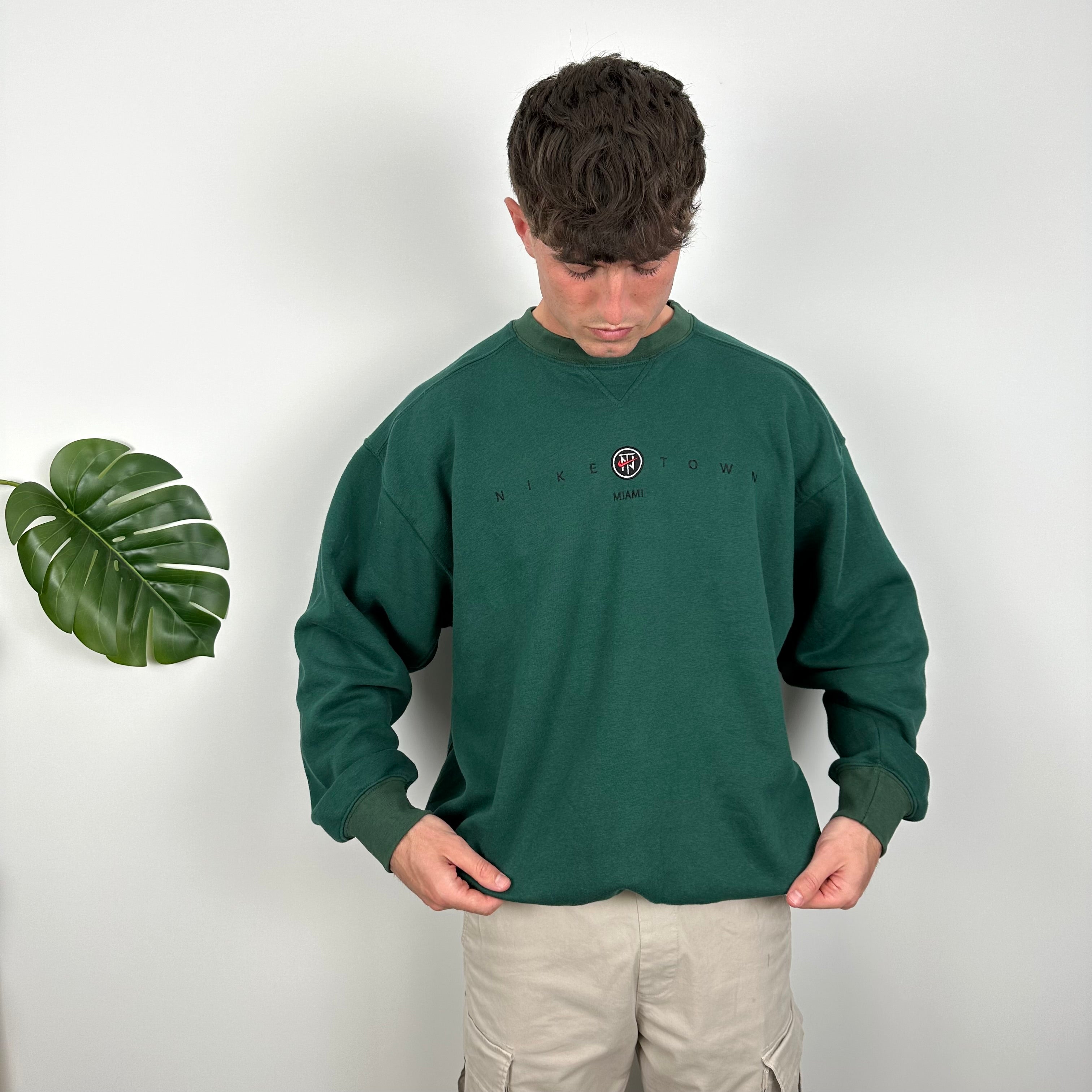 Nike Town Miami Green Embroidered Spell Out Sweatshirt (L)