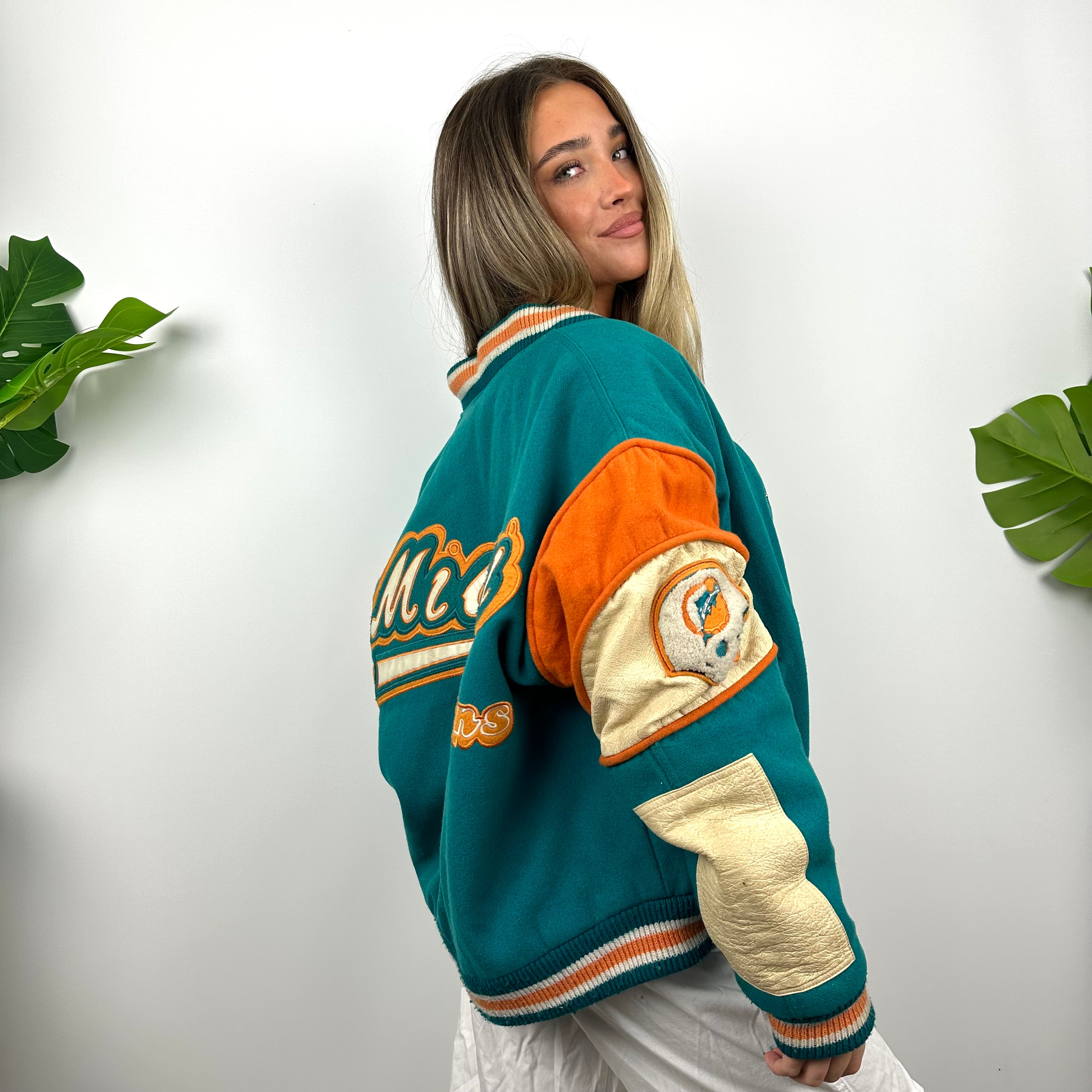 Miami Dolphins NFL ULTRA RARE Blue Heavyweight Jacket as worn by Alix Earle (L)