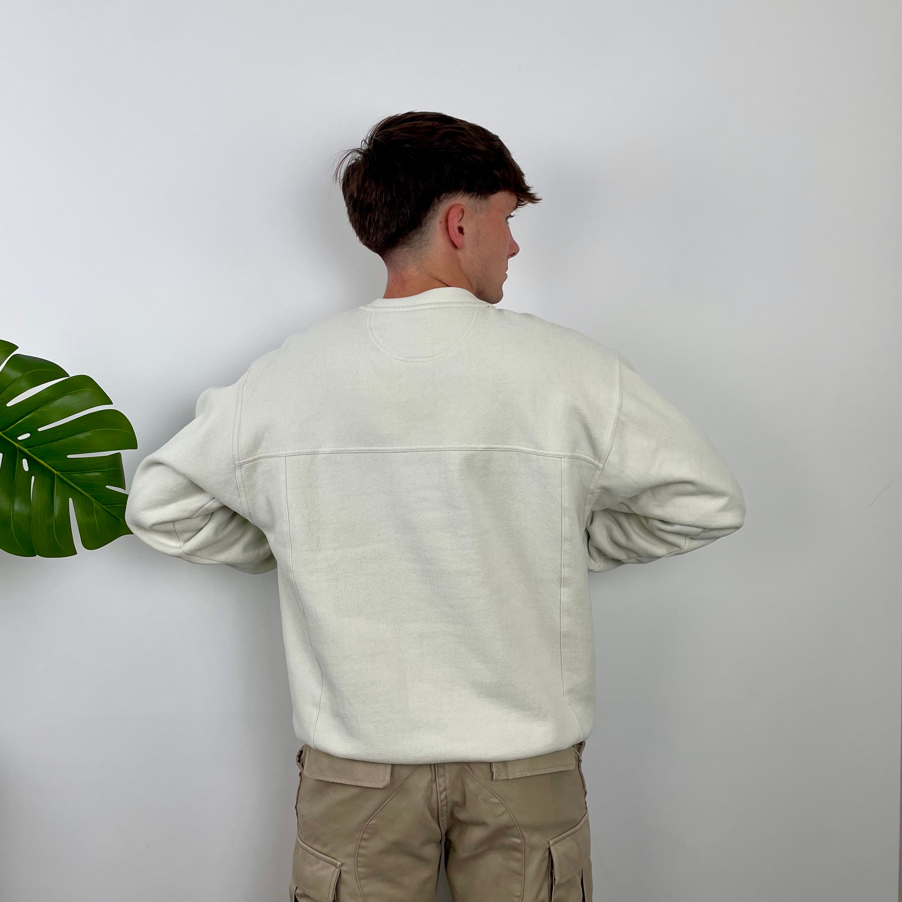Adidas Cream Embroidered Spell Out Sweatshirt (M)