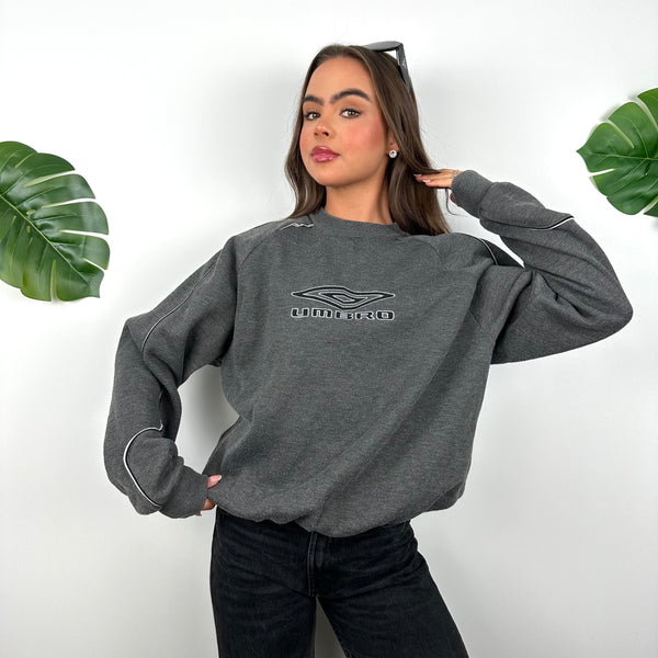Umbro Grey Embroidered Spell Out Sweatshirt (M)
