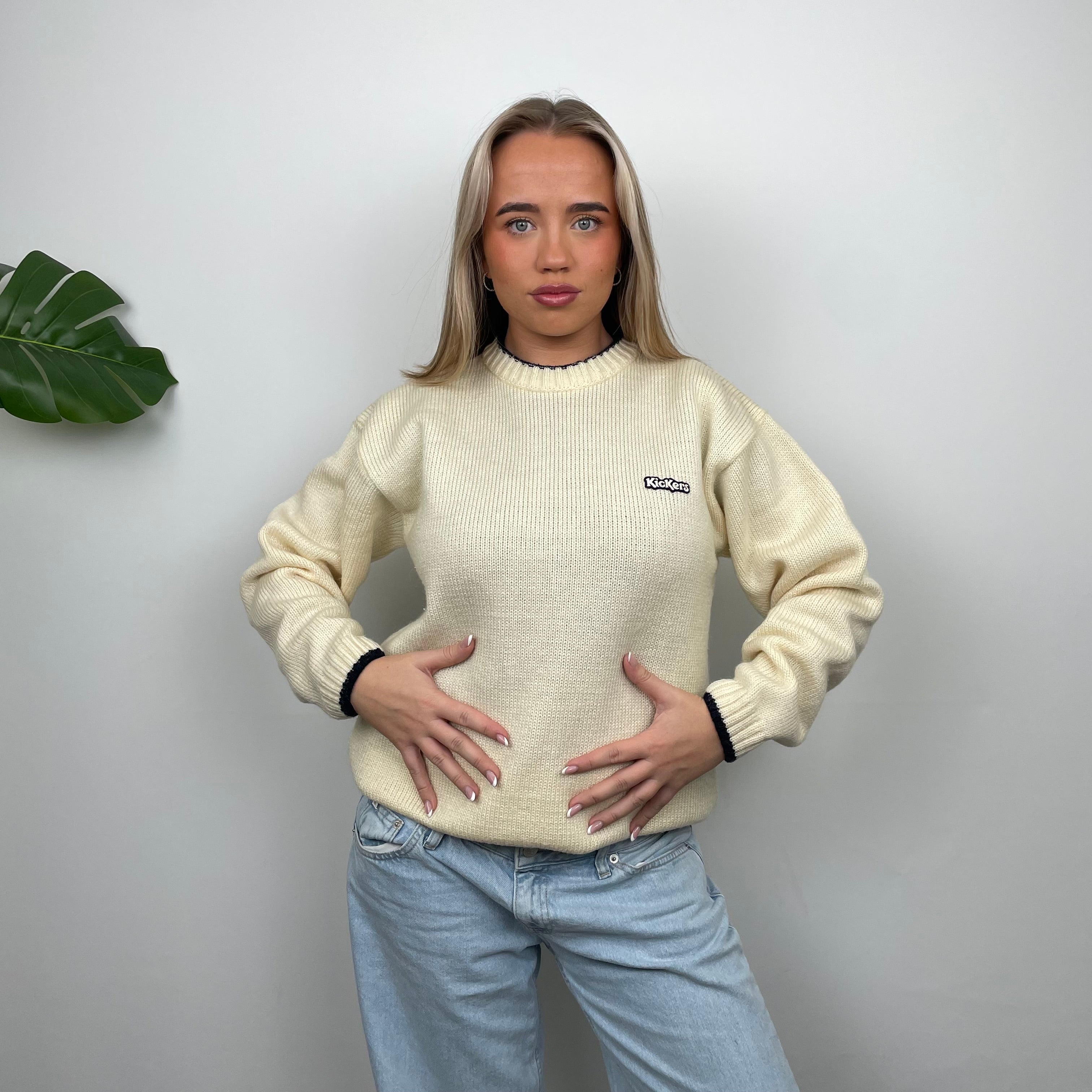 Kickers Cream Spell Out Knitted Sweater (L)