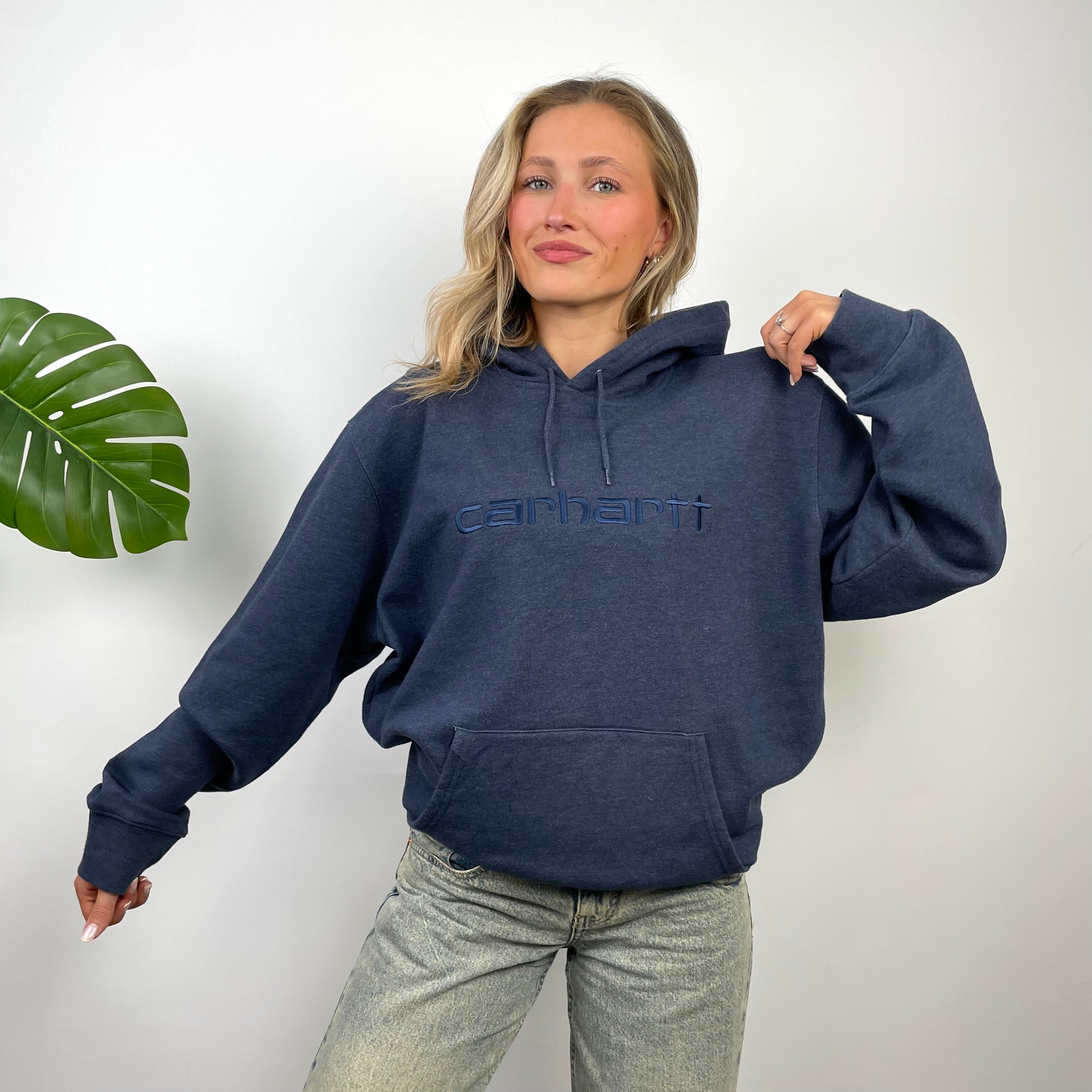 Carhartt Navy Embroidered Logo Hoodie (L)