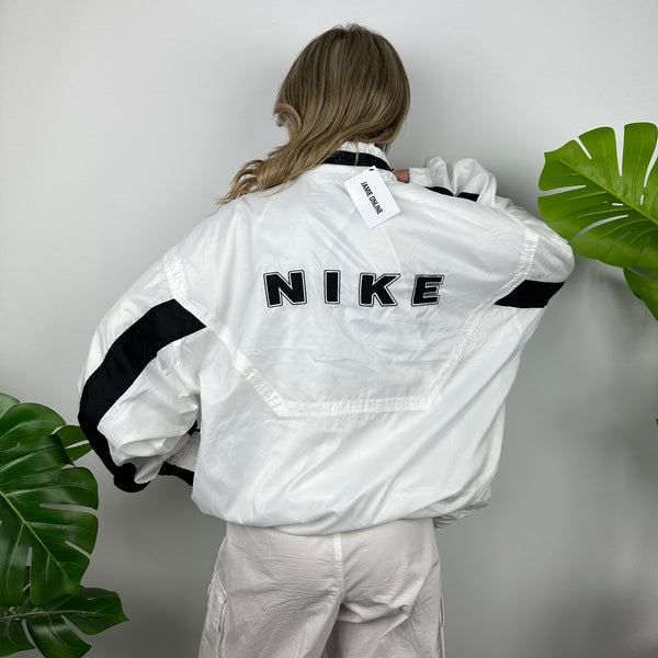 Nike White Embroidered Spell Out Windbreaker Jacket (XXL)